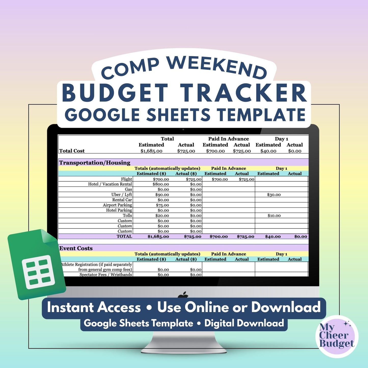 Comp Weekend Budget Tracker | Google Sheets Template