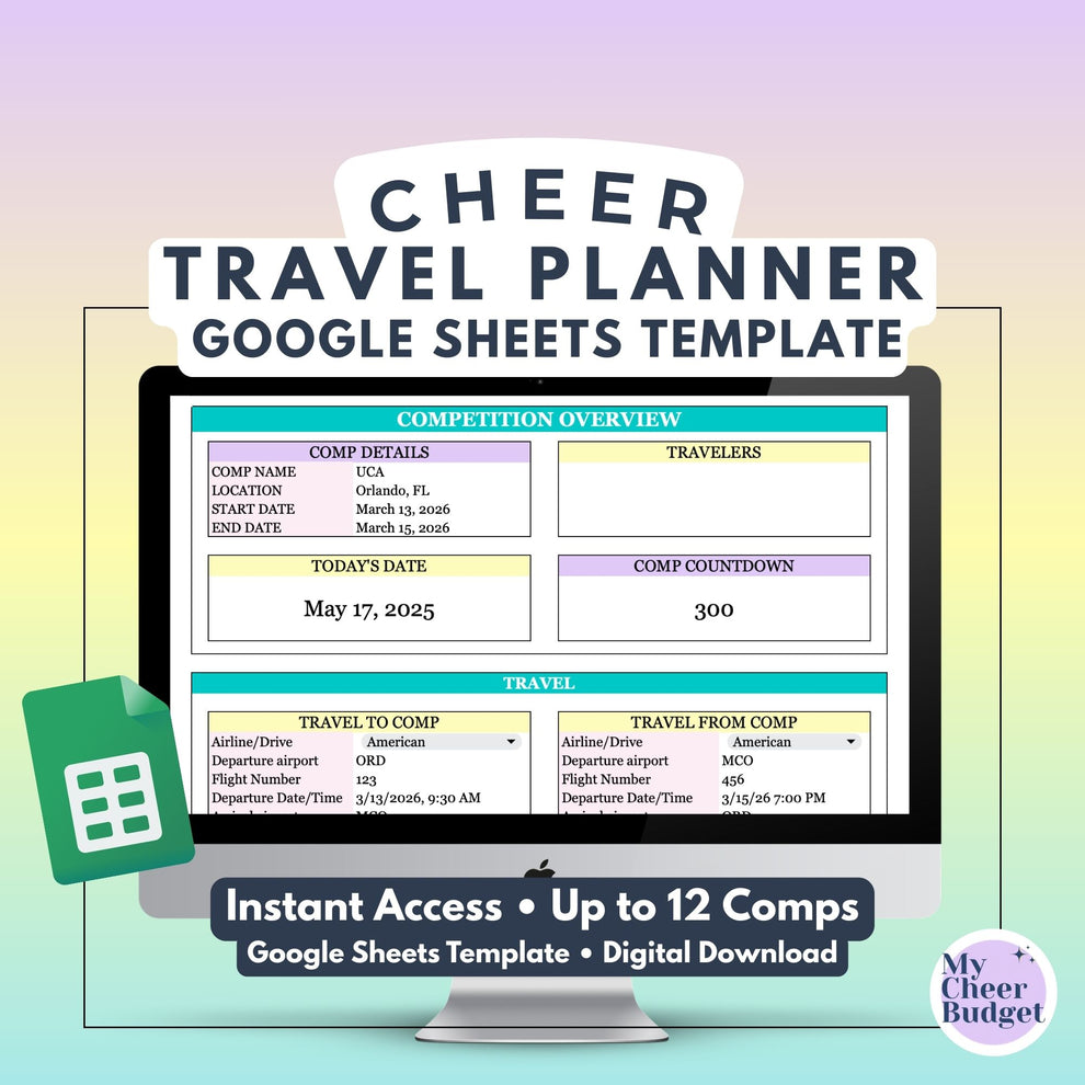 Cheer Travel Planner | Spreadsheet Template – My Cheer Budget