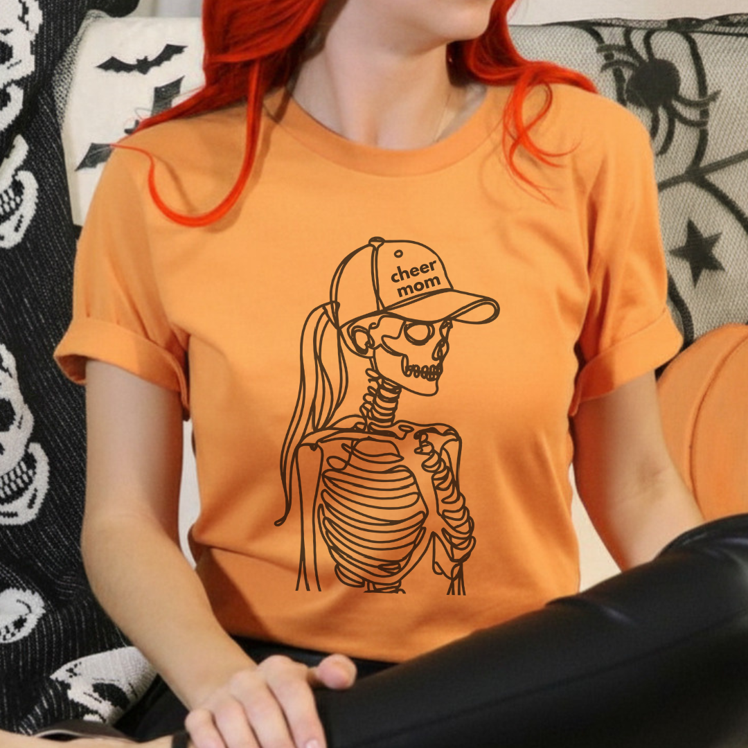 Cheer Mom Summerween Skeleton T-Shirt