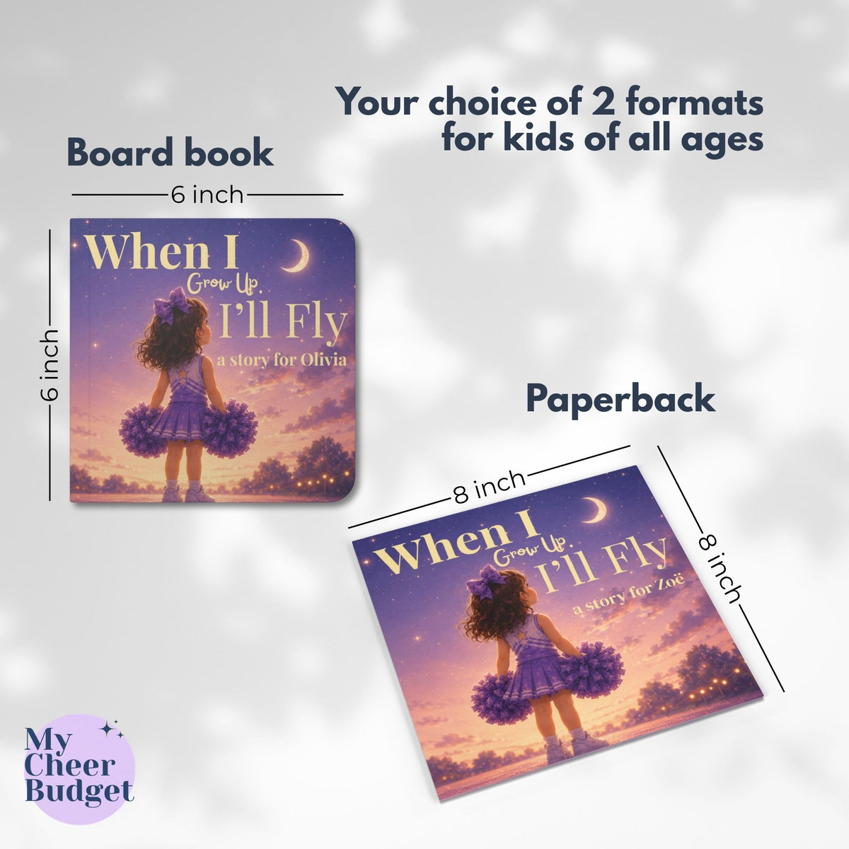 Personalized Cheerleading Bedtime Story - Board Book or Paperback