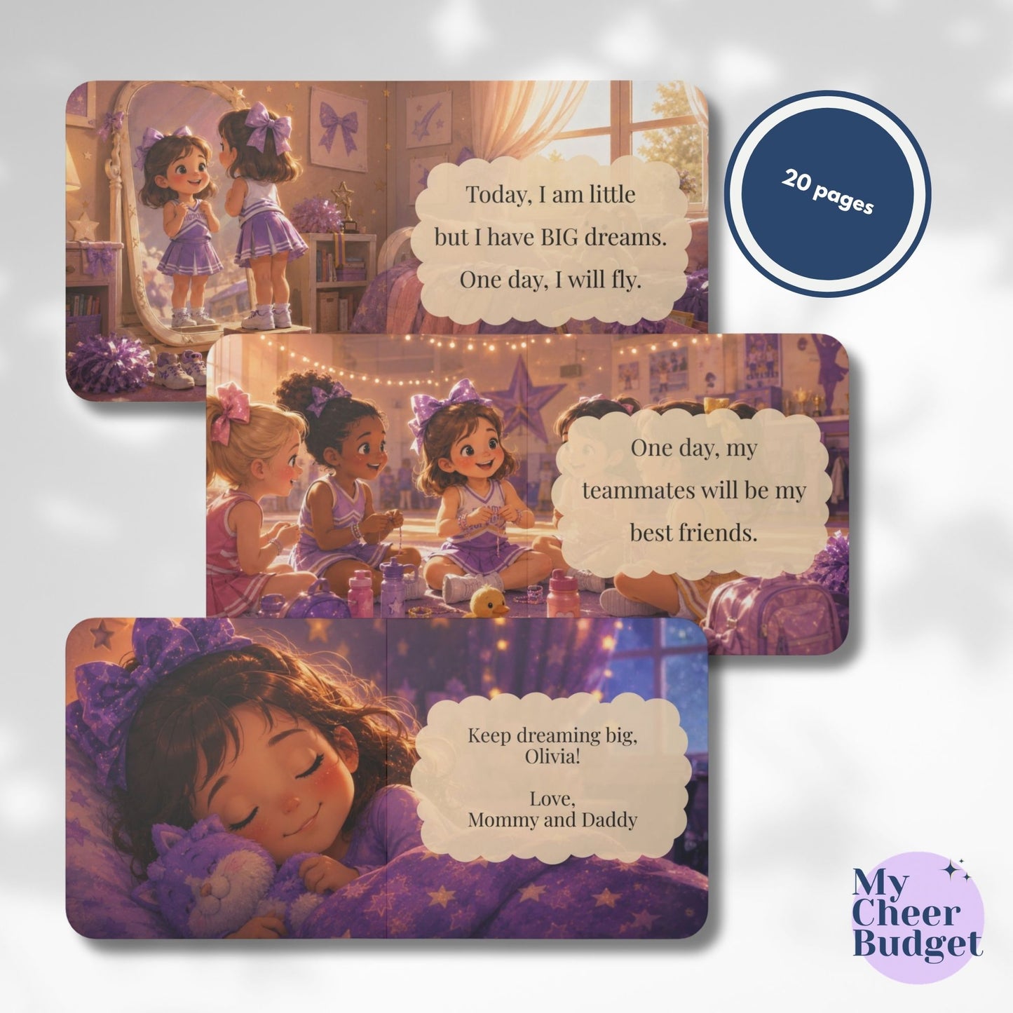 Personalized Cheerleading Bedtime Story - Board Book or Paperback