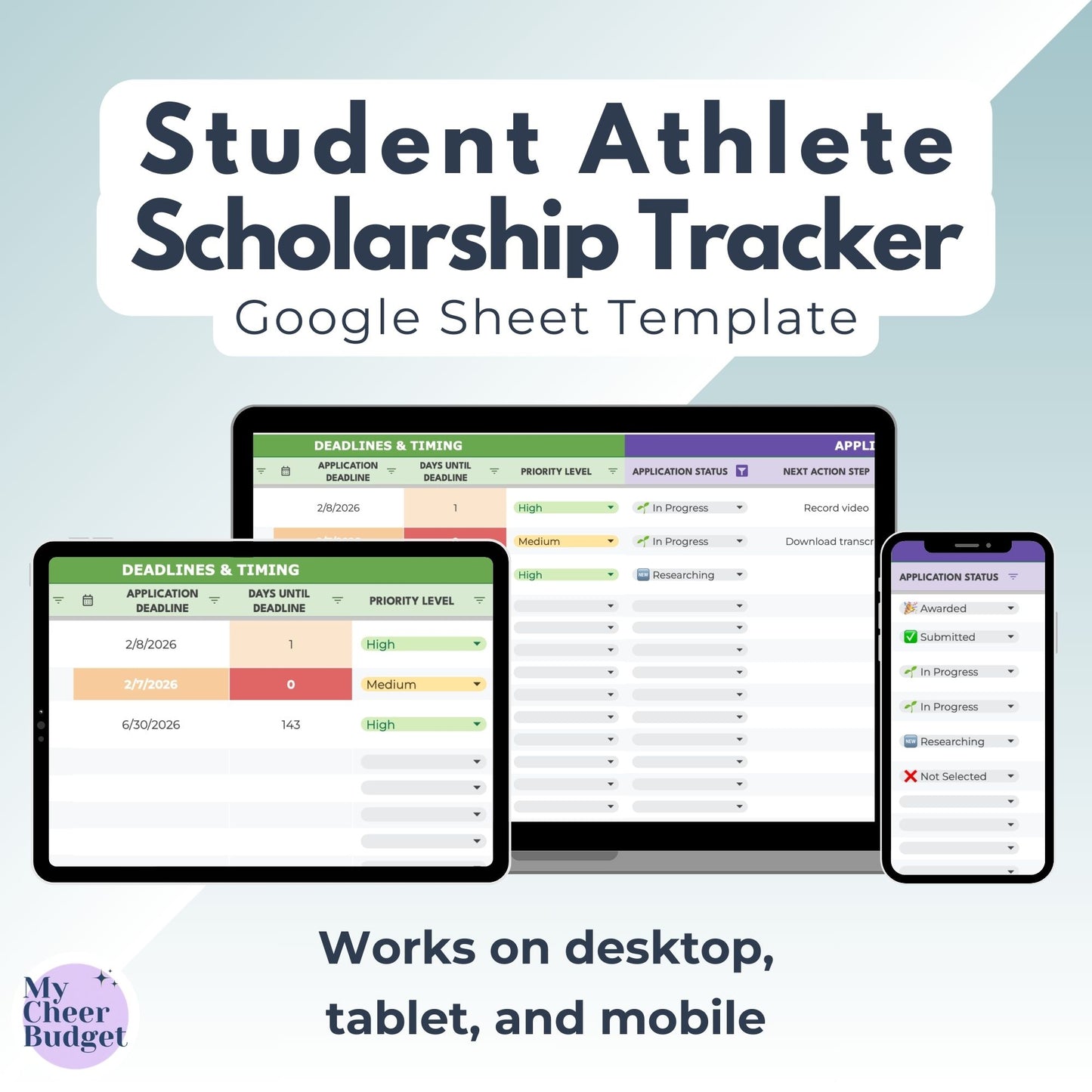 Scholarship Tracker for Student Athletes - Google Sheets Template