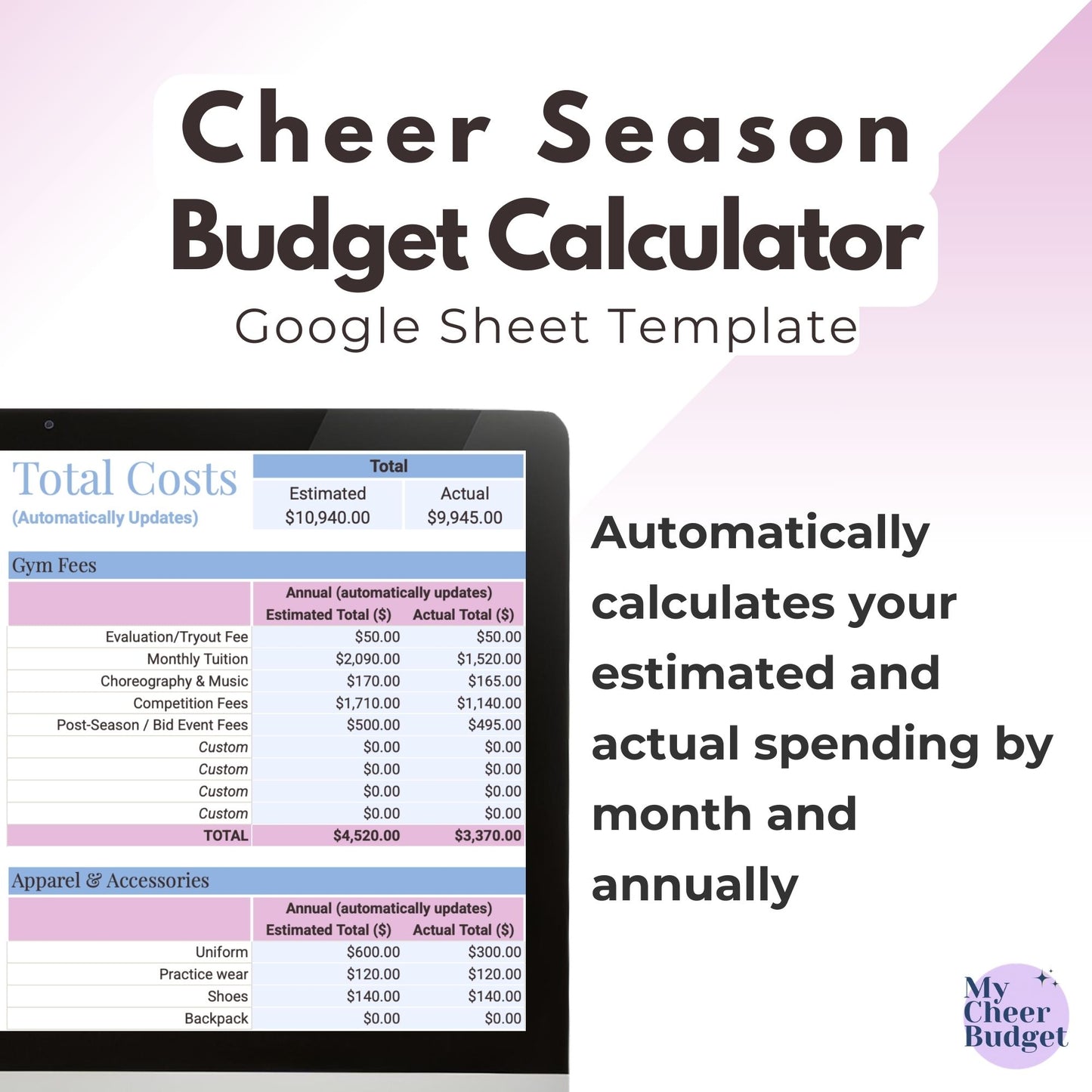 My Cheer Budget, Wildflower | Google Sheets Template