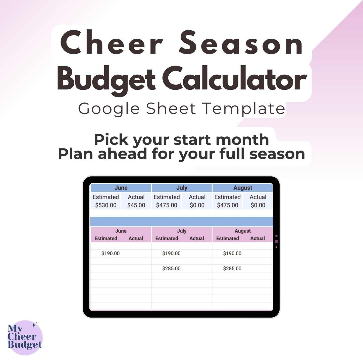 My Cheer Budget, Wildflower | Google Sheets Template