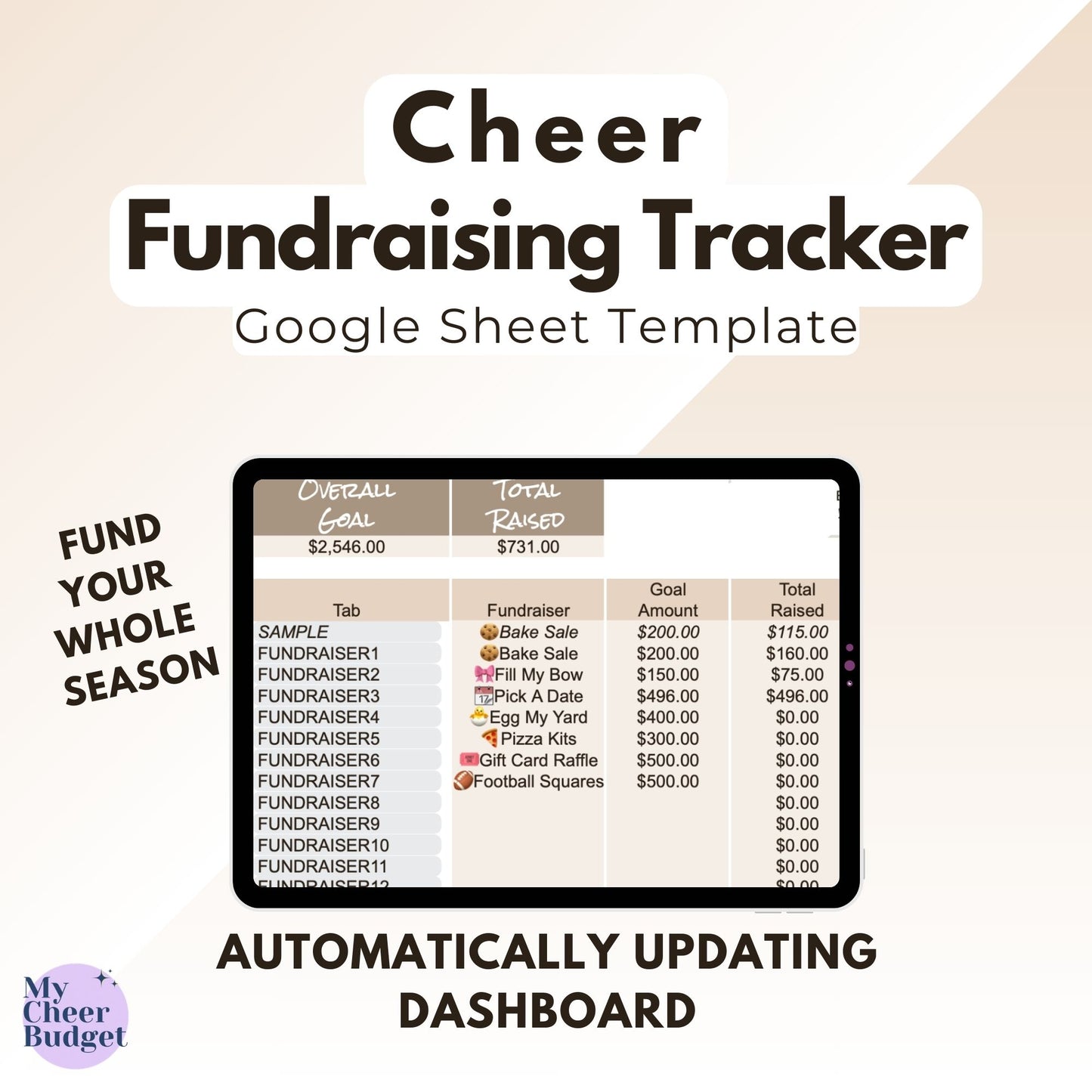 Fundraising Tracker, Driftwood | Google Sheets Template