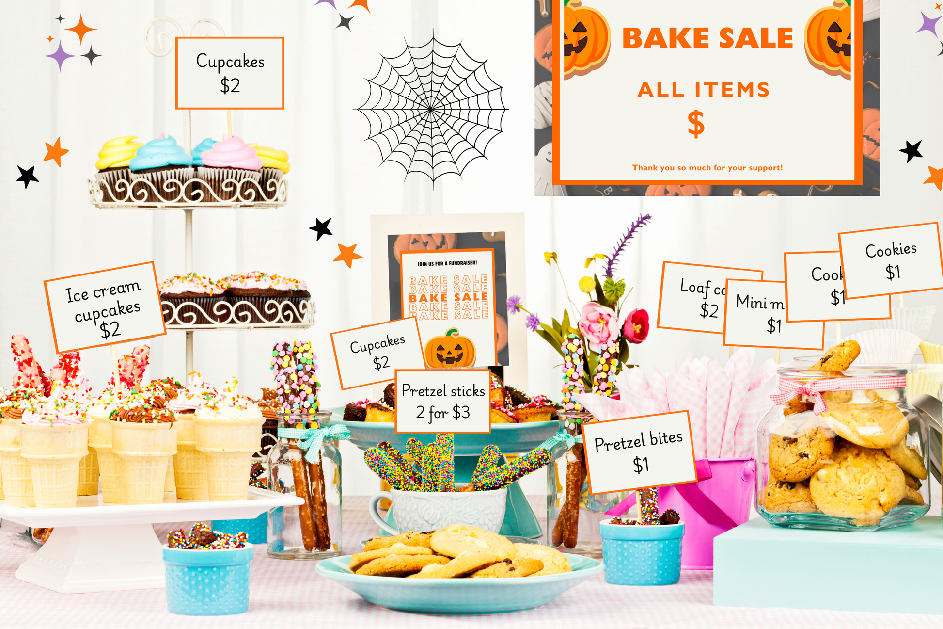 bake sale fundraiser halloween bundle printable