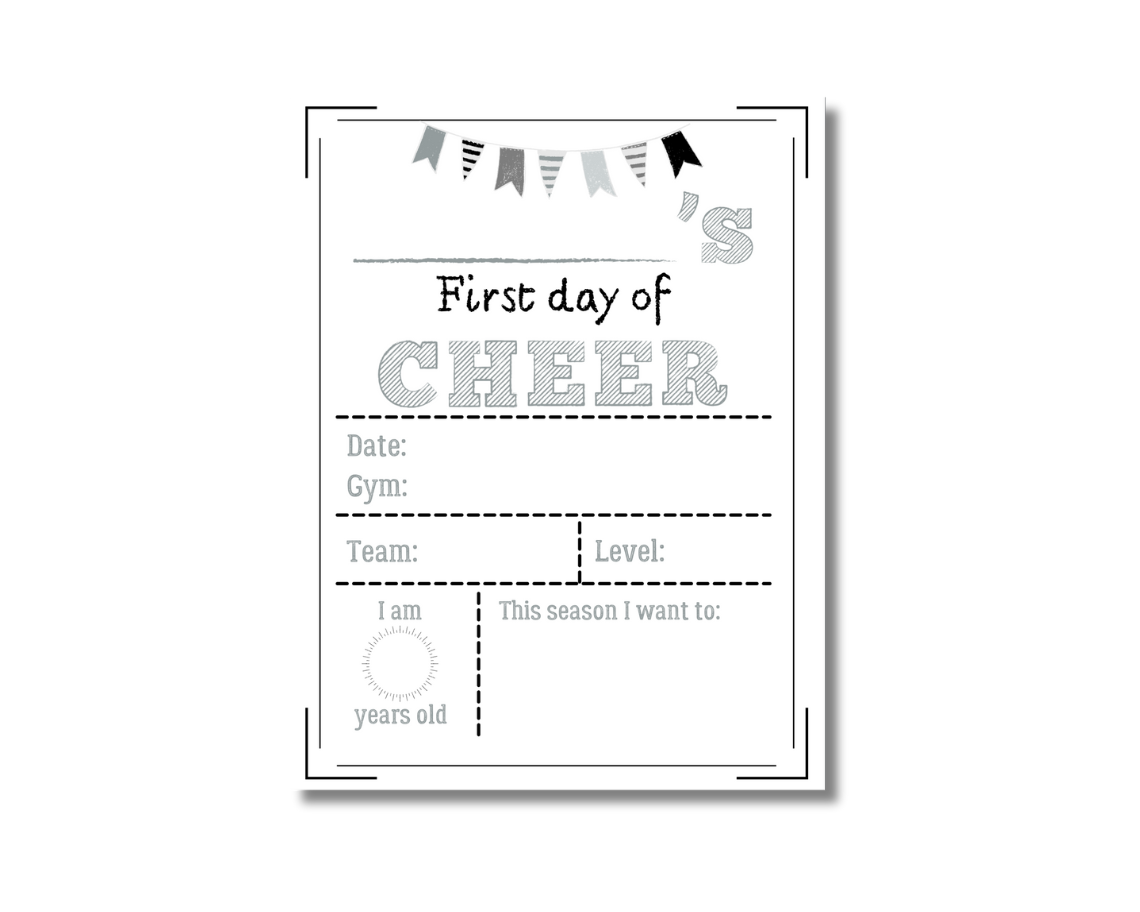 First day of cheerleading printable sign, free digital download