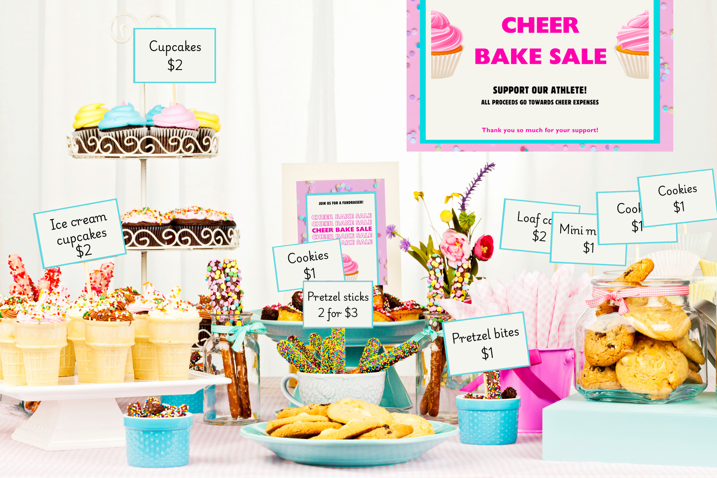 bake sale printable individual cheerleading fundraiser