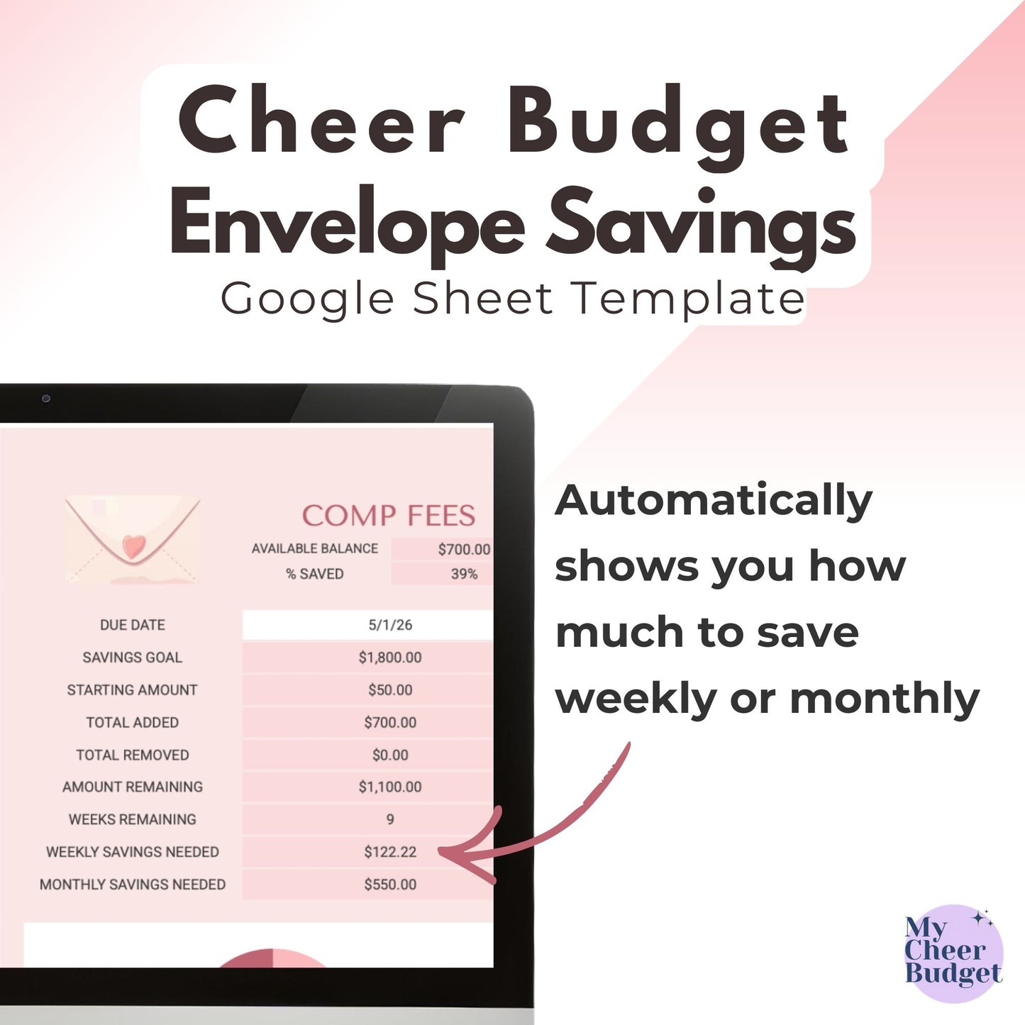 Digital Envelope Savings, Rose Garden | Google Sheets Template
