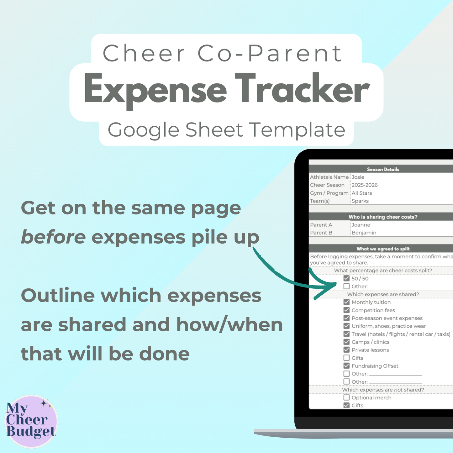 Co-Parent Expense Tracker | Google Sheets Template