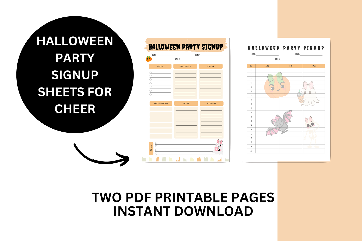 Halloween Party Planning Signup Sheet | Digital Download