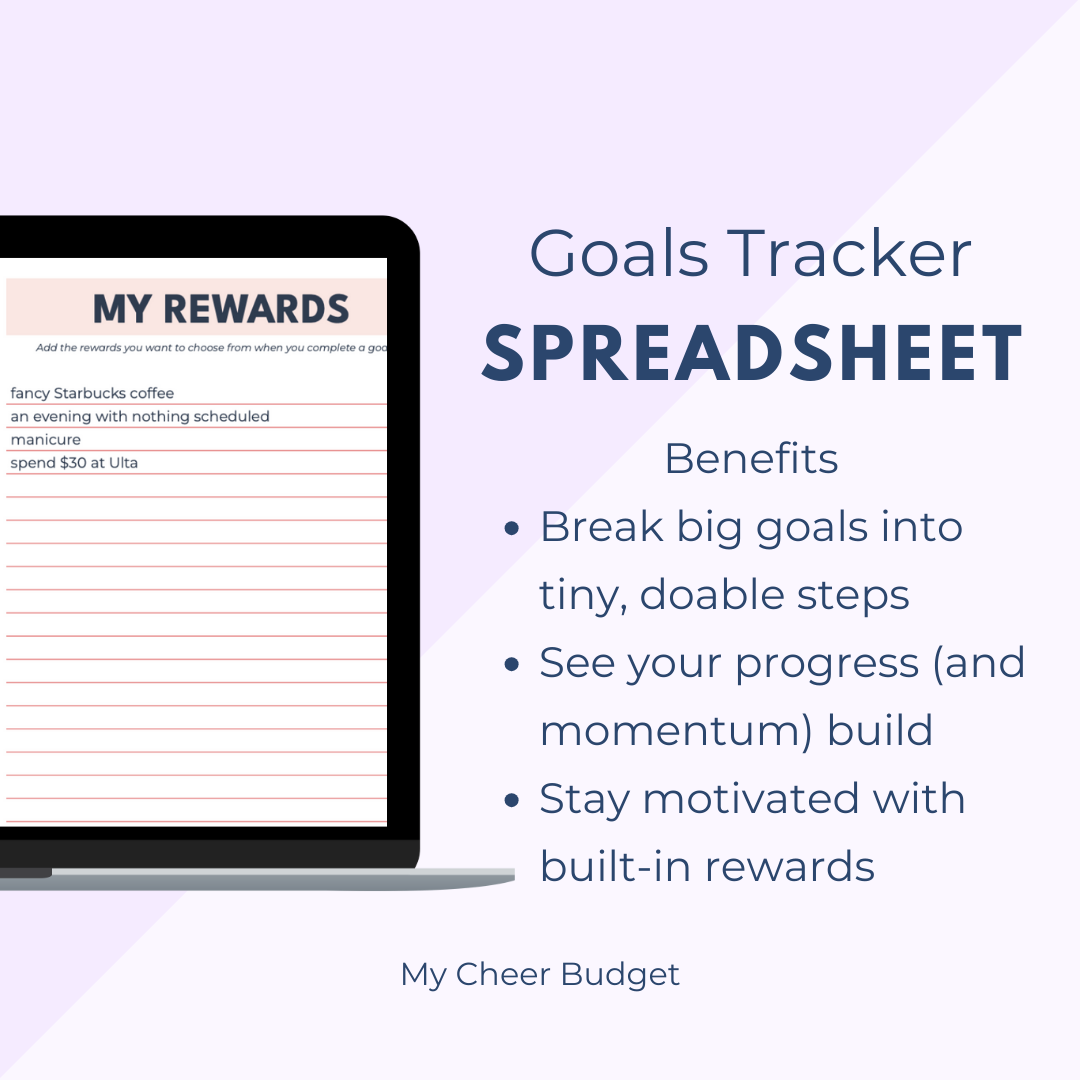 A simple, satisfying Google Sheet goal tracker that helps you set goals, break them into doable steps, track your progress, and actually finish things — without a 40-page planner or toxic hustle energy.