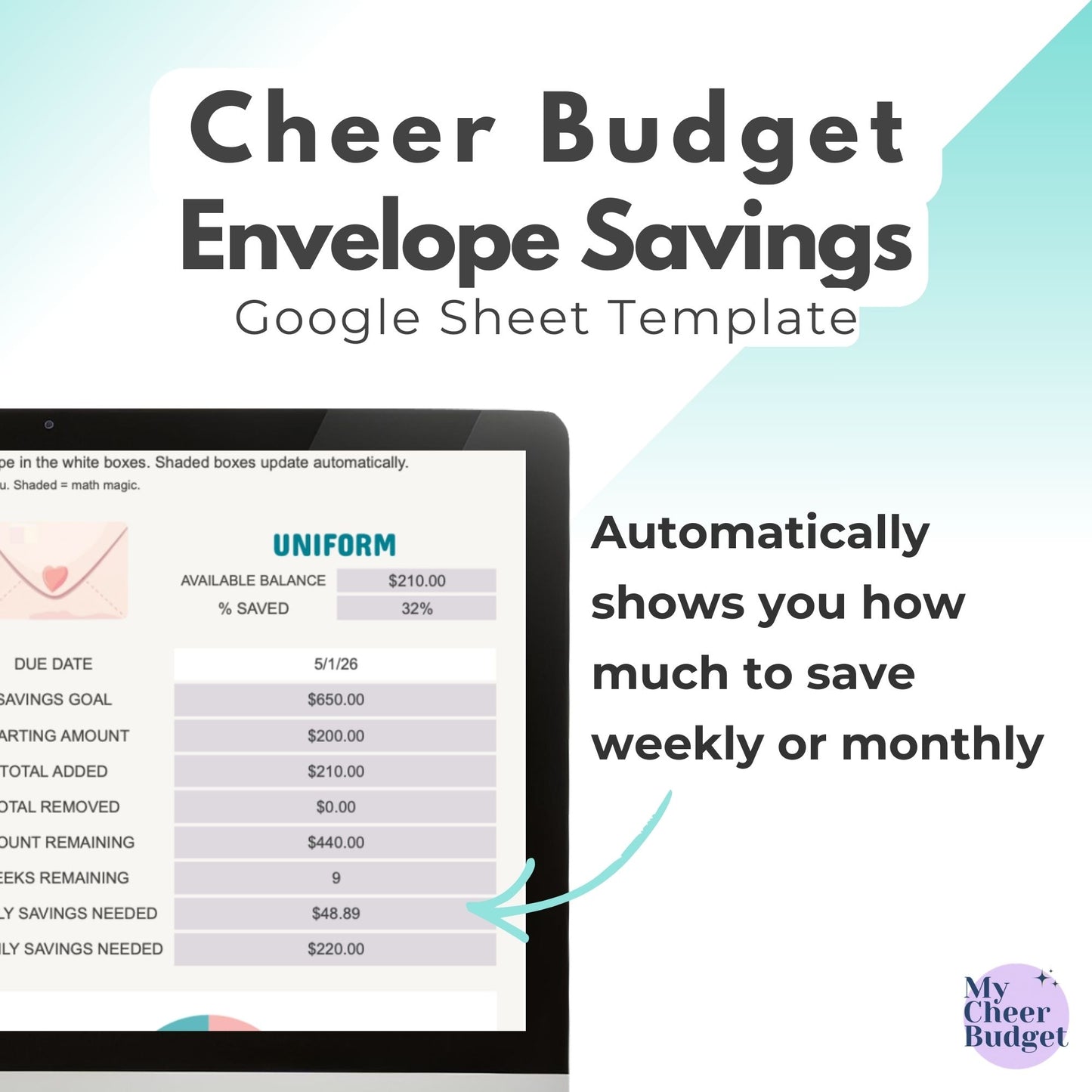 Digital Envelope Savings, Ocean | Google Sheets Template
