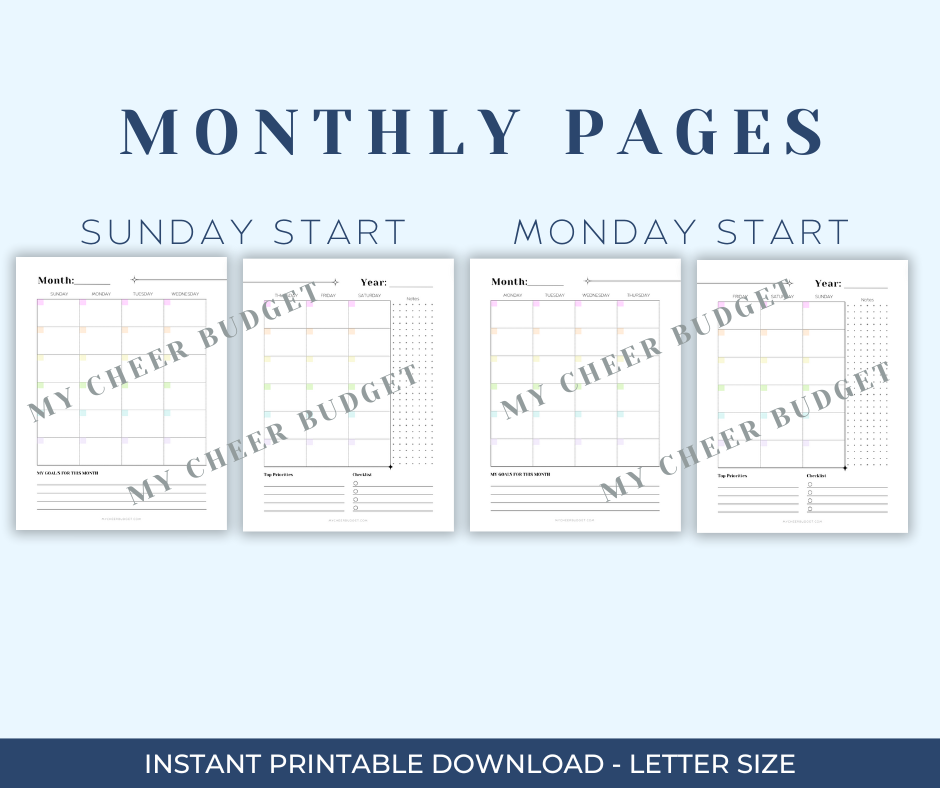 printable planner for cheer coaches  with monthly calendars