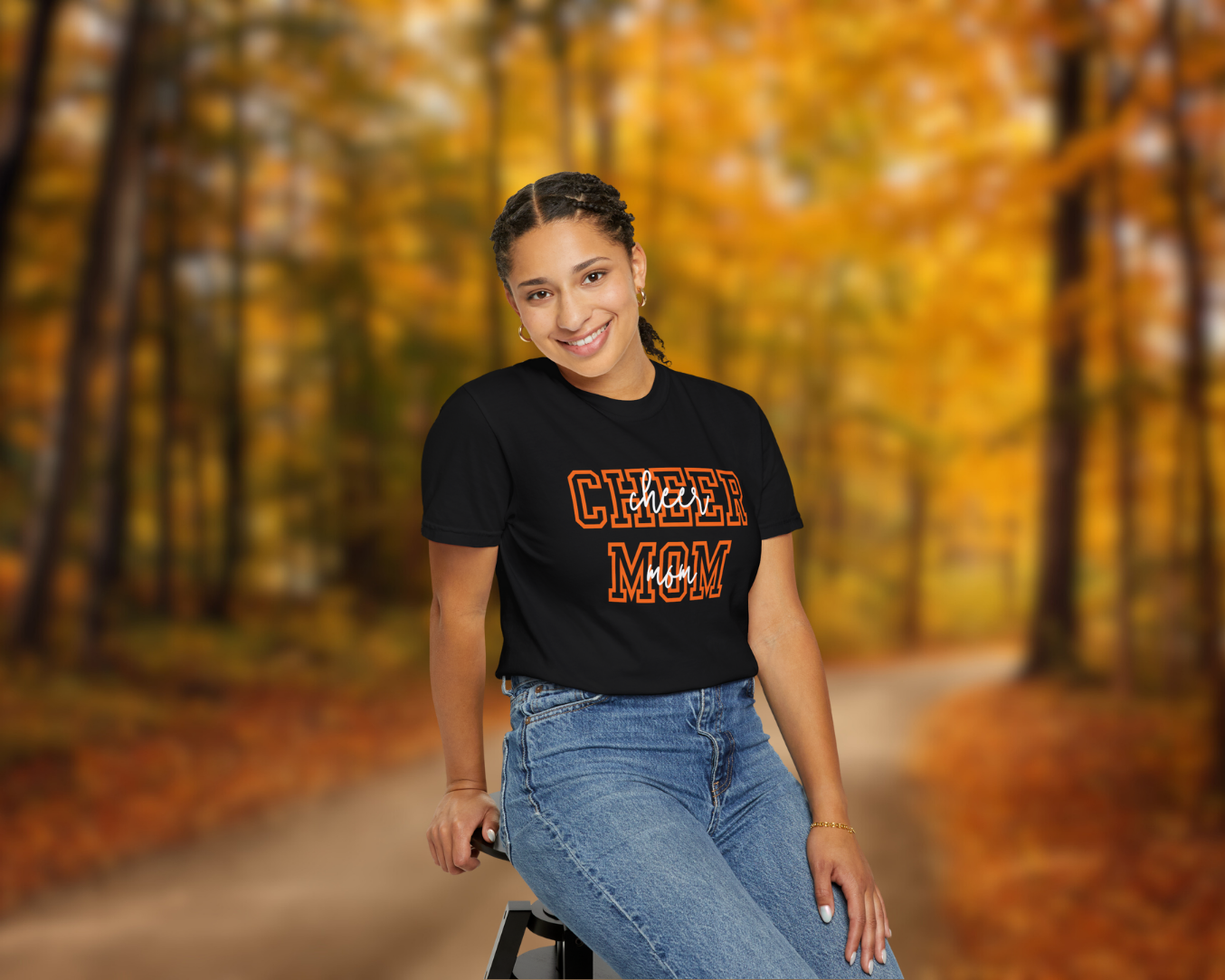 cheer mom fall black comfort colors shirt