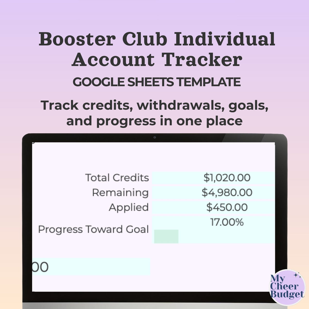 Booster Club Individual Account Tracker | Google Sheets Template