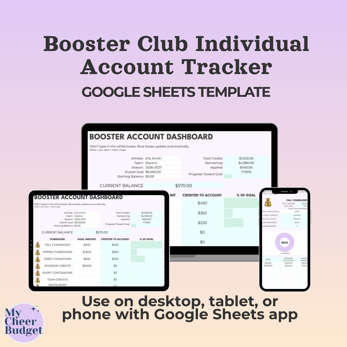 Booster Club Individual Account Tracker | Google Sheets Template