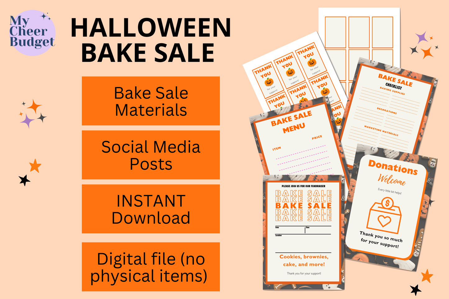 bake sale fundraiser halloween bundle printable