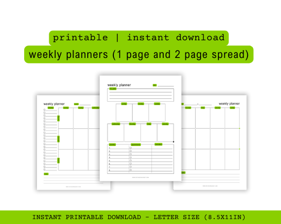 printable green brat planner 2024-2025, with the word planner on the cover in black