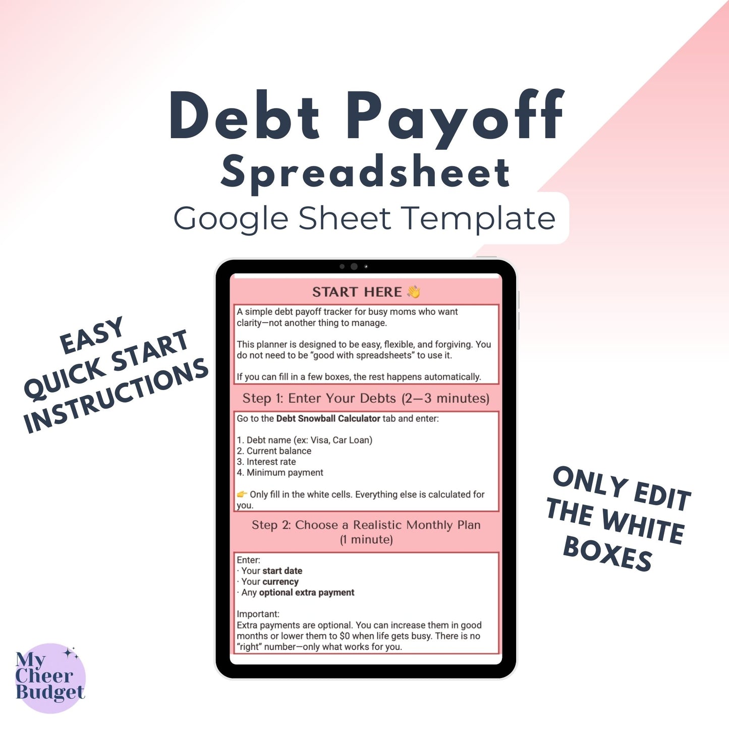 Debt Payoff Spreadsheet Tracker | Google Sheets Template