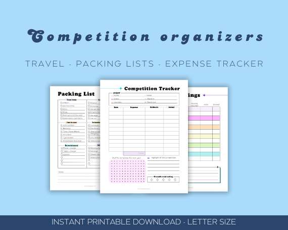 Printable planner for dance parents with sections for budget and organizing competitions