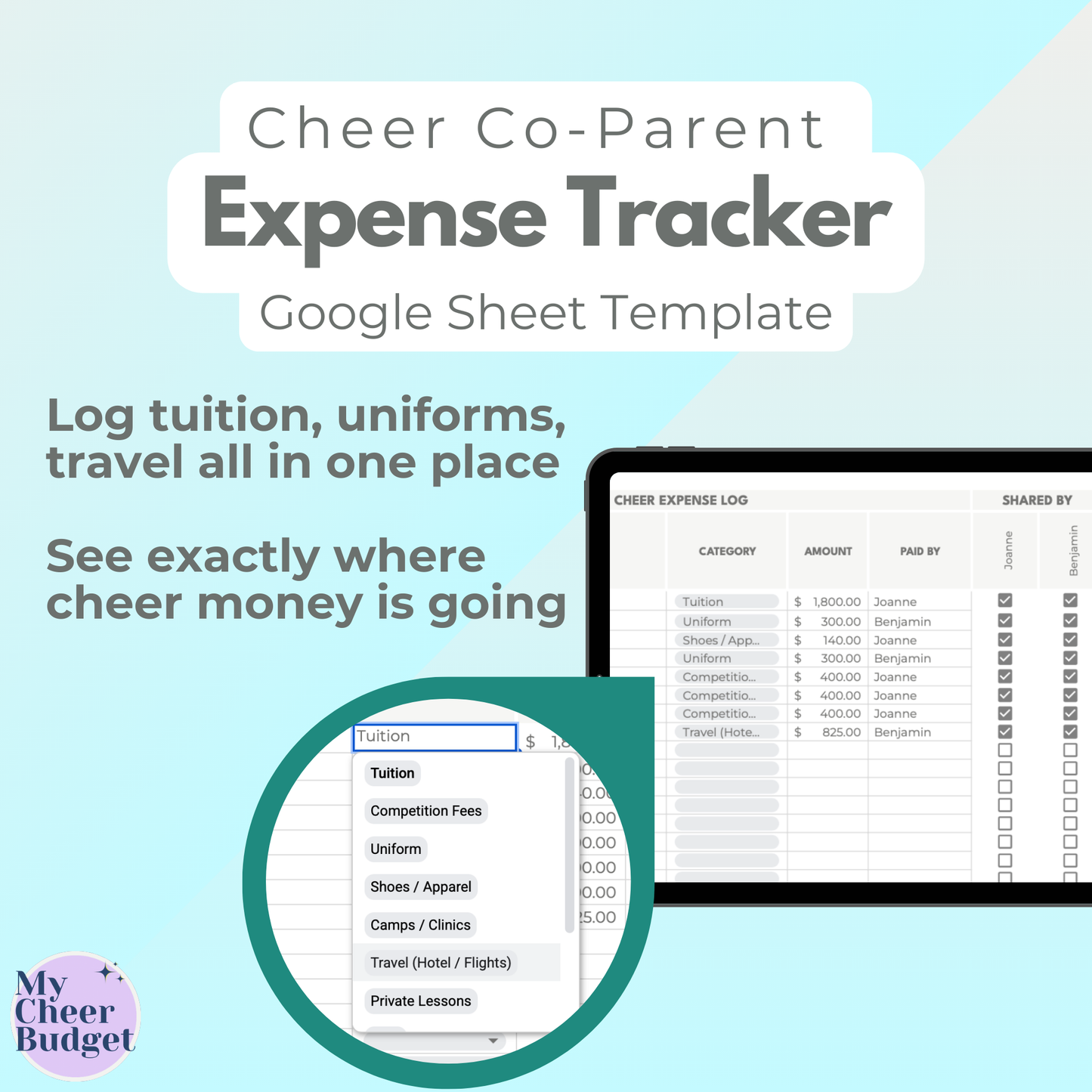 Co-Parent Expense Tracker | Google Sheets Template