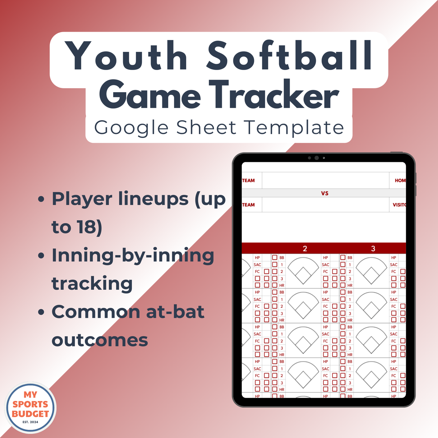 Youth Softball Scorekeeping | Google Sheets Template
