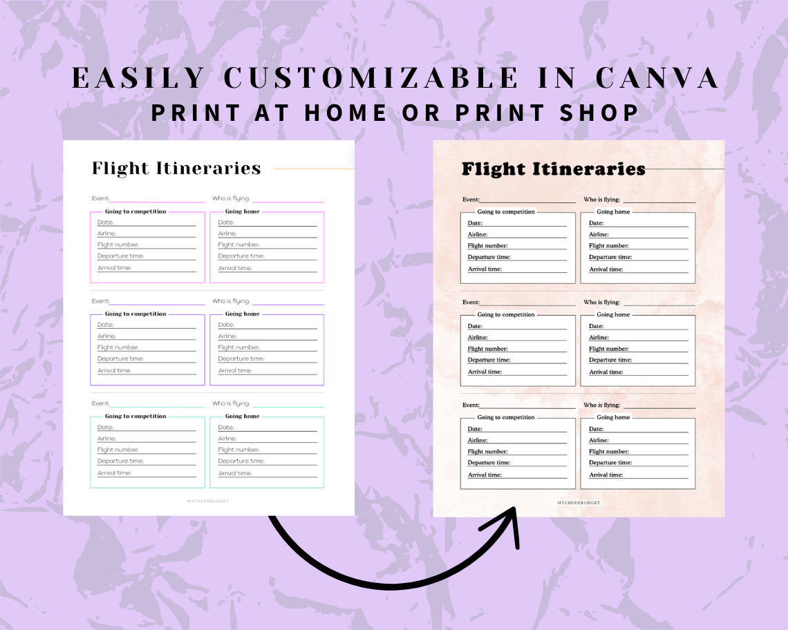 Customizable cheer travel planner to edit in Canva