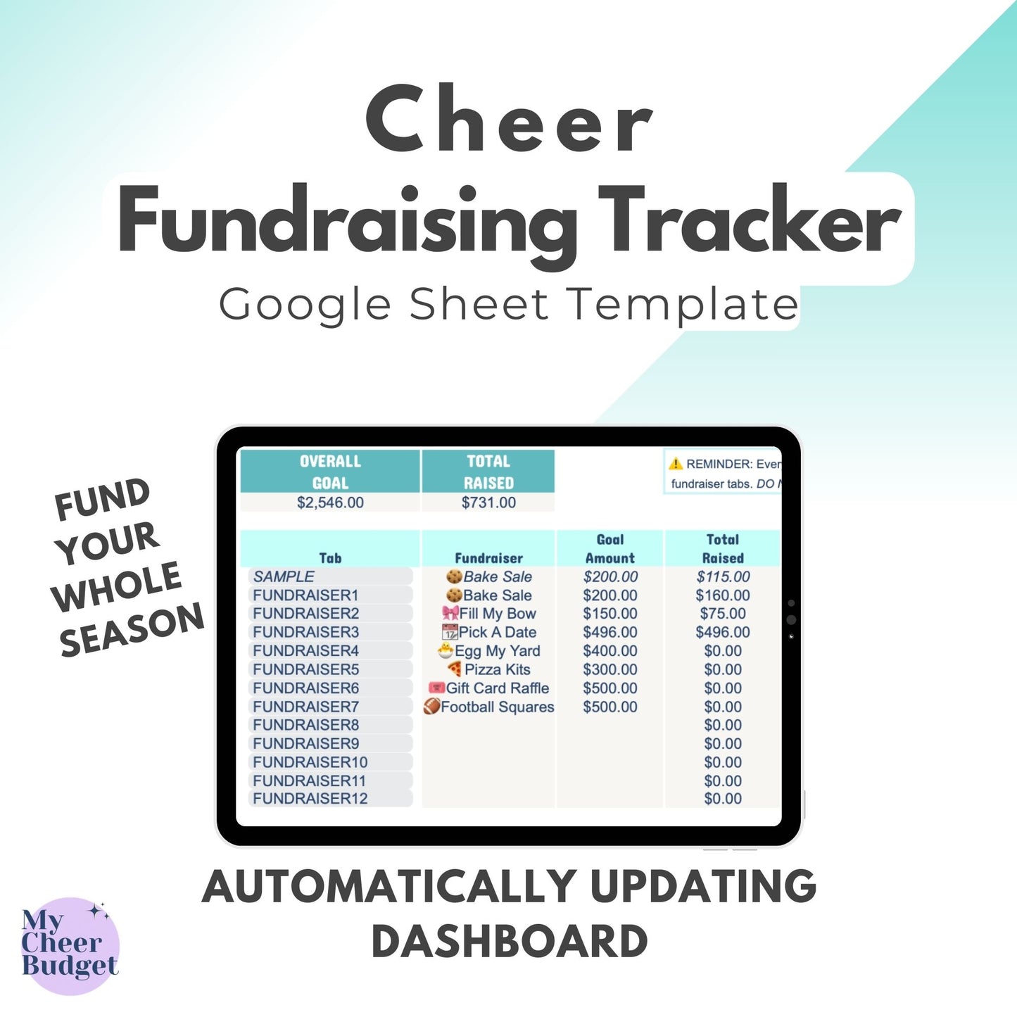 Fundraising Tracker, Ocean | Google Sheets Template