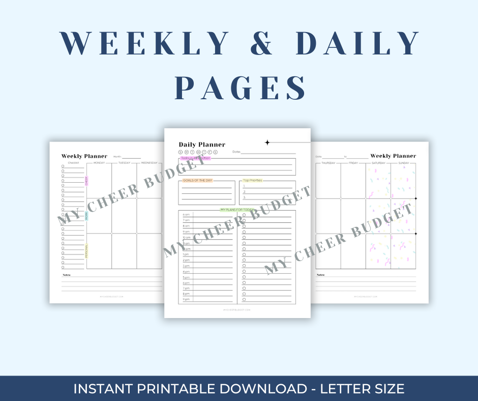 printable planner for cheer coaches with daily and weekly calendars