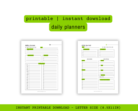 printable green brat planner 2024-2025, with the word planner on the cover in black