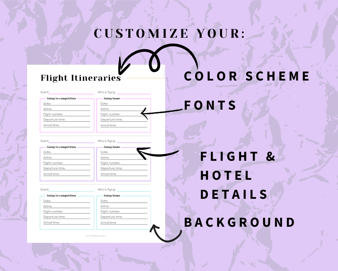 Customizable cheer travel planner to edit in Canva