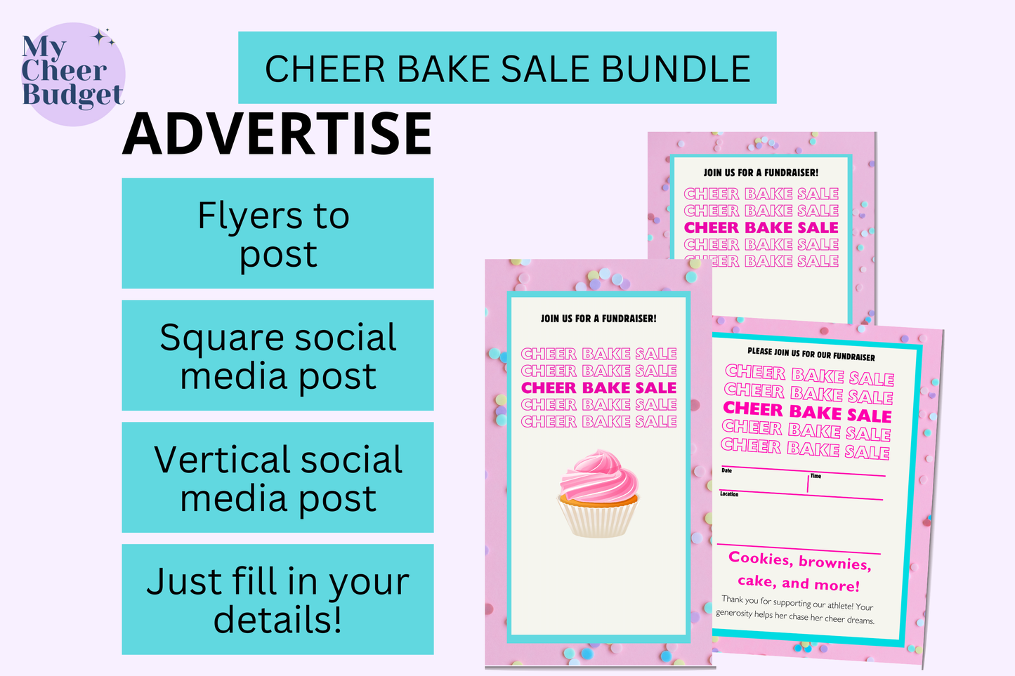 bake sale printable individual cheerleading fundraiser