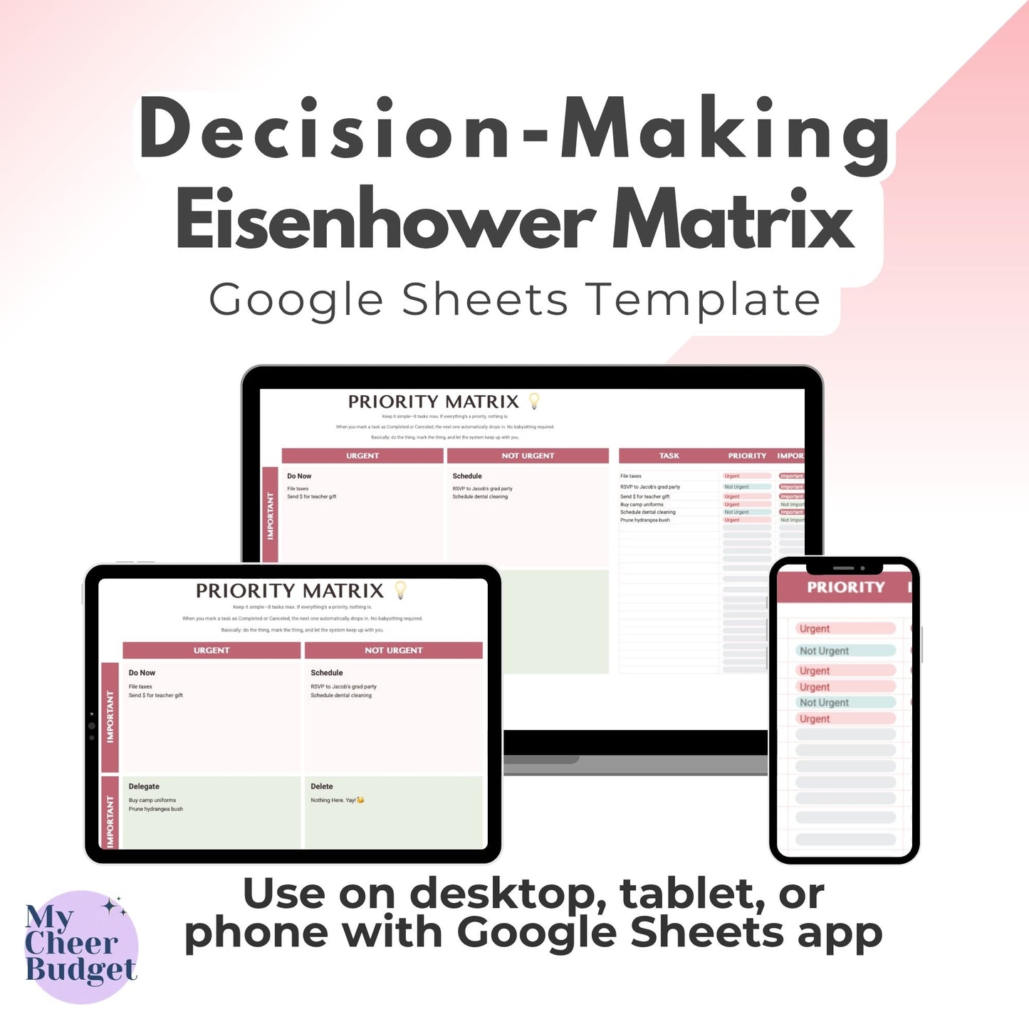 Eisenhower Matrix, Rose Garden | Google Sheets Template