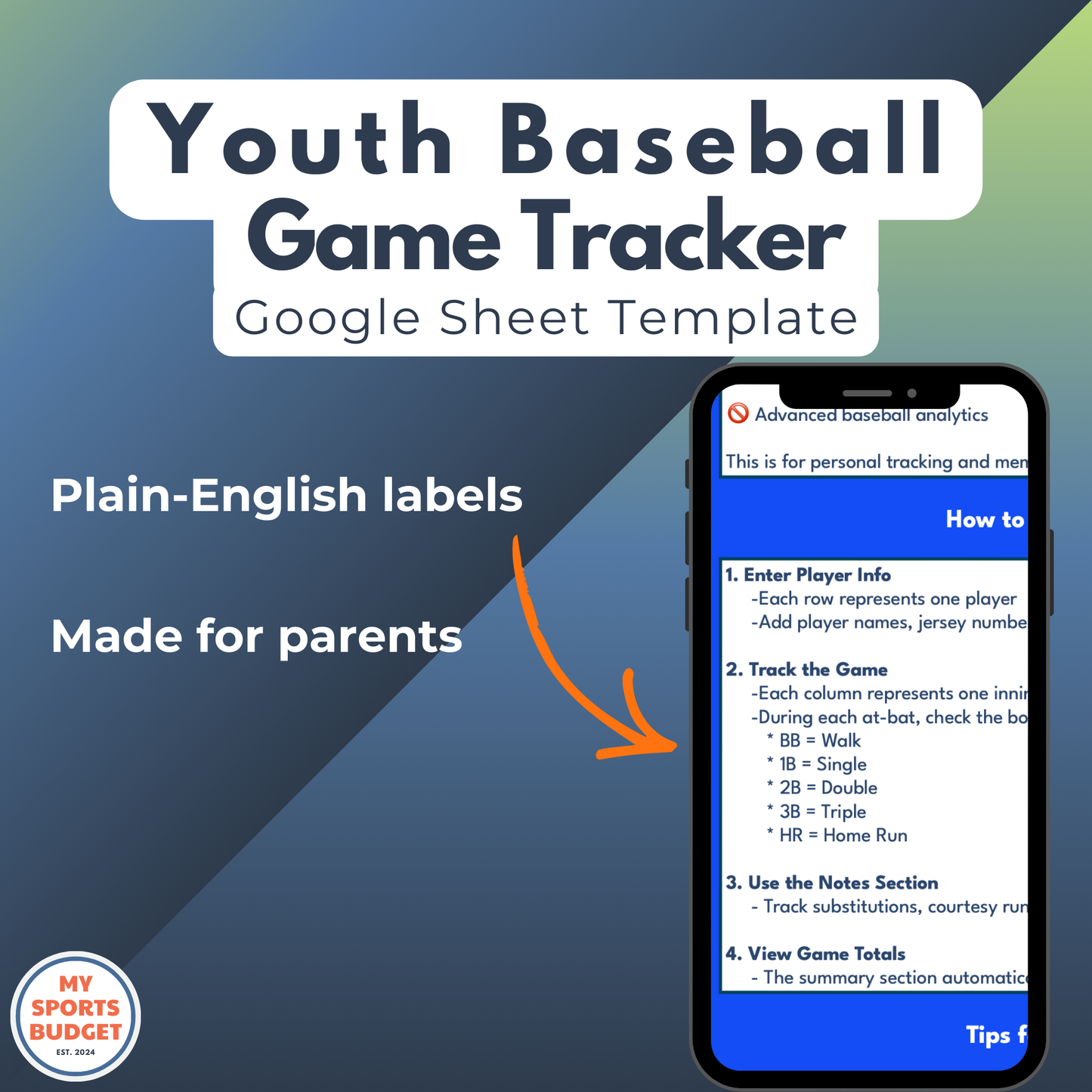 Youth Baseball Scorekeeping | Google Sheets Template