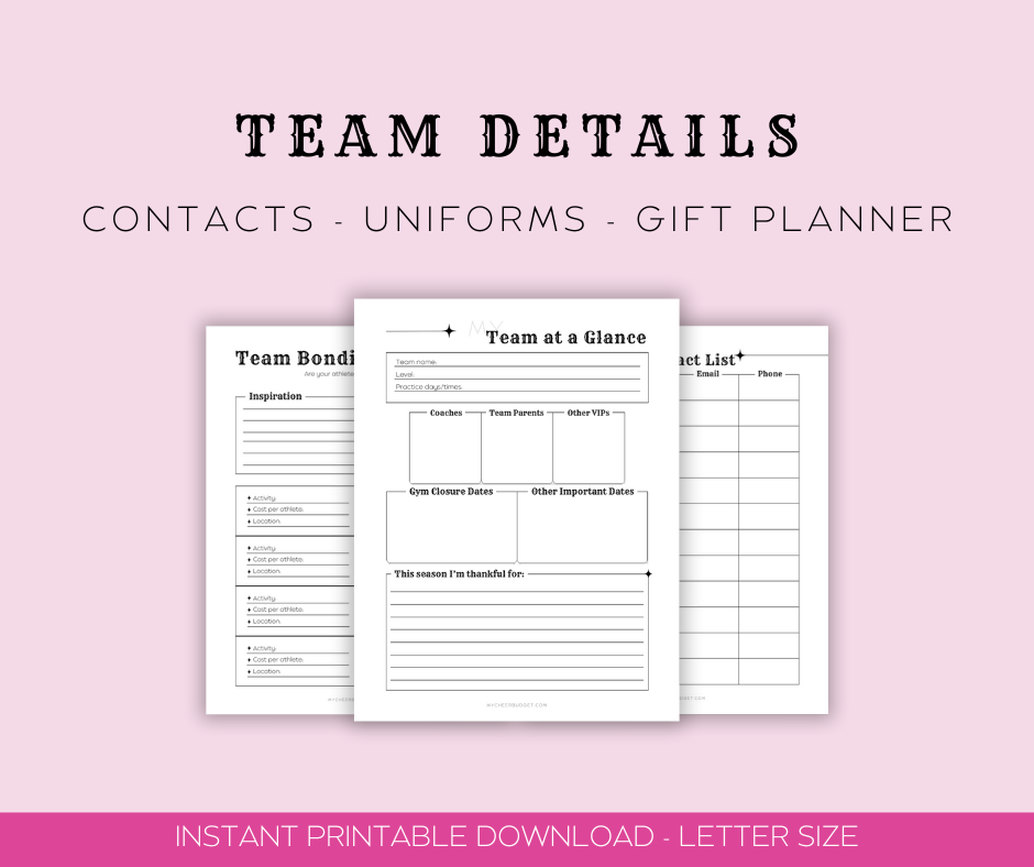 8.5 x 11 inch printable planner for cheer moms with cowgirl theme digital download 