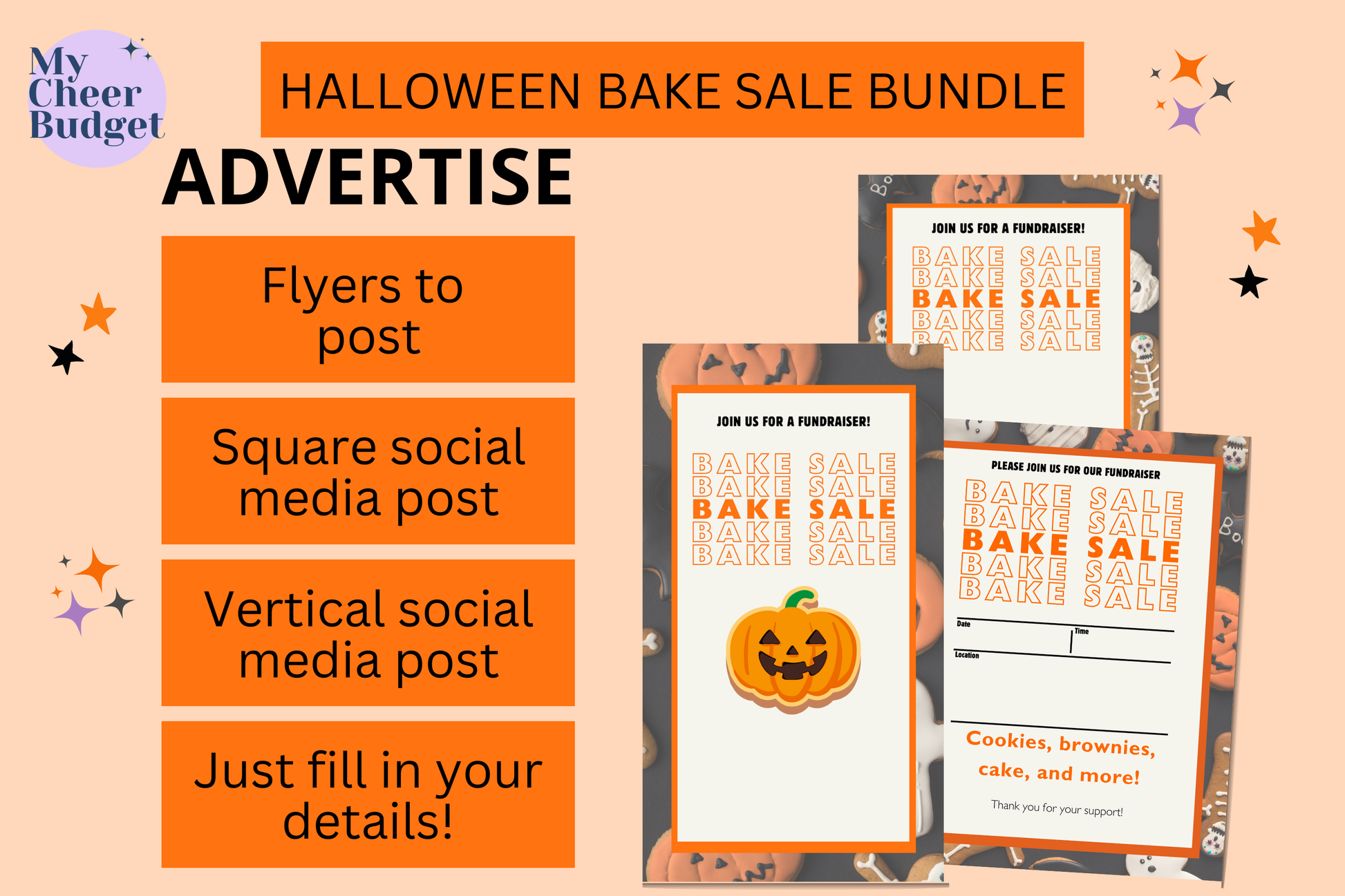 bake sale fundraiser halloween bundle printable