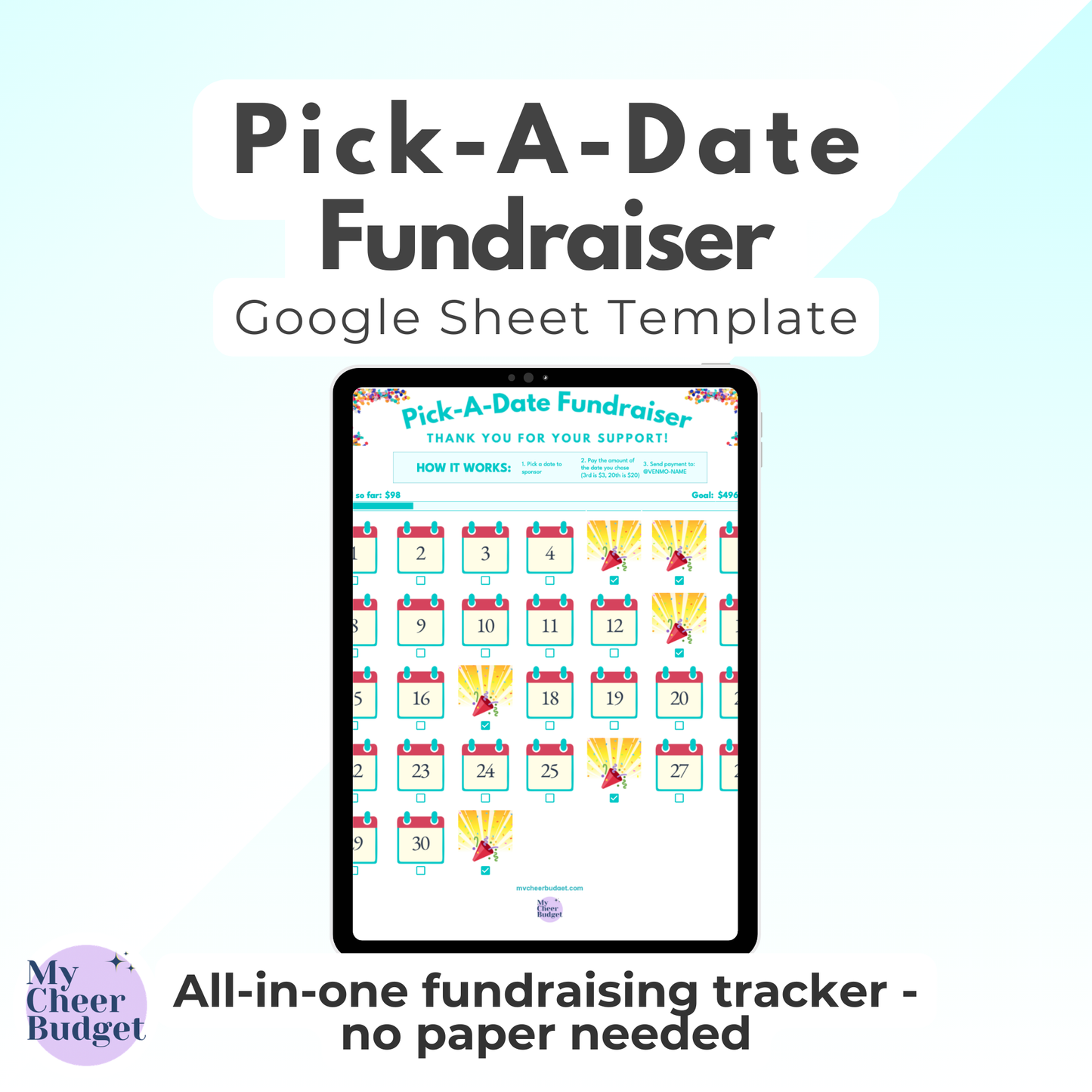 Pick-A-Date Fundraiser | Google Sheets Template