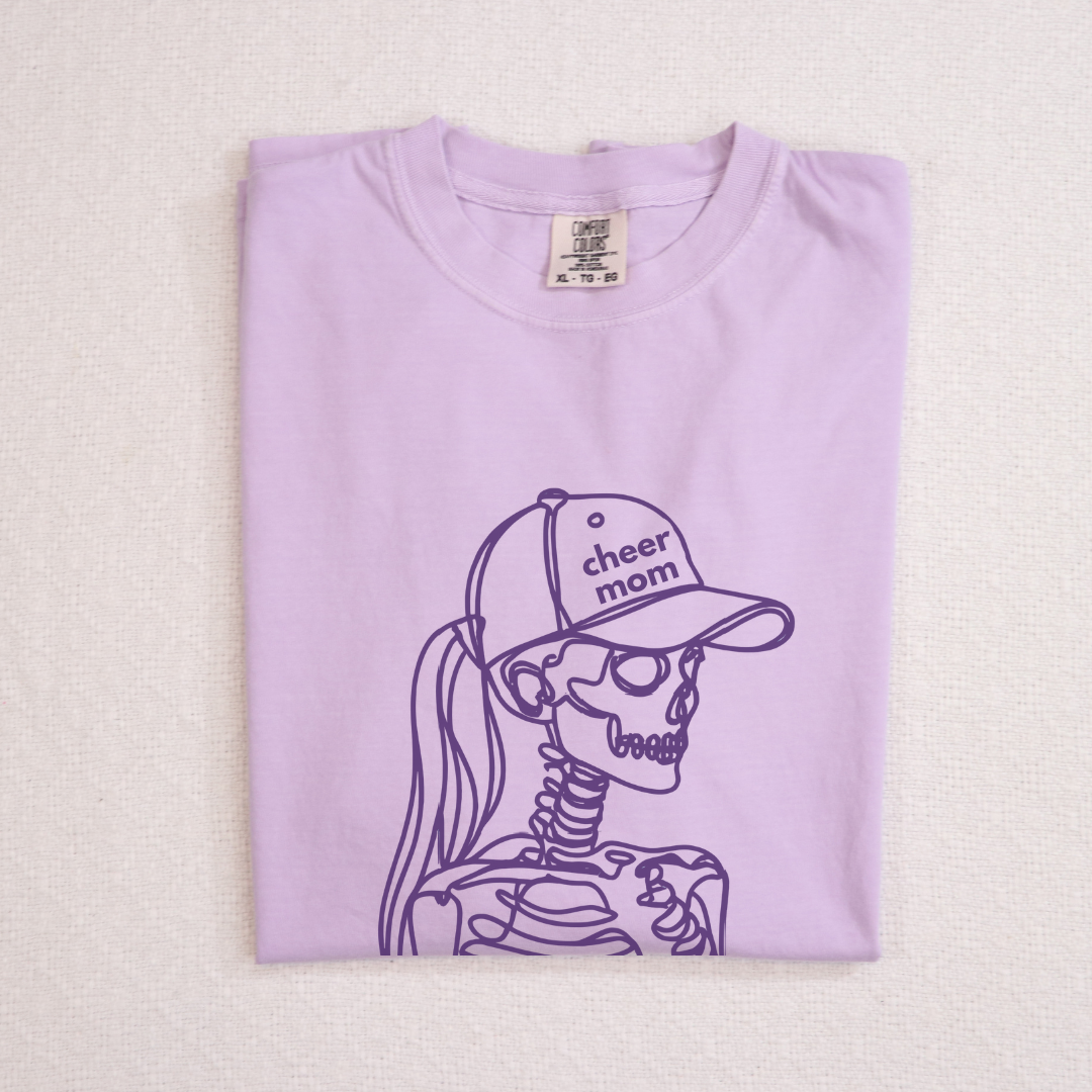 Cheer mom Halloween tee, cute skeleton, Unisex fit, Ultra-soft, premium Comfort Colors tee