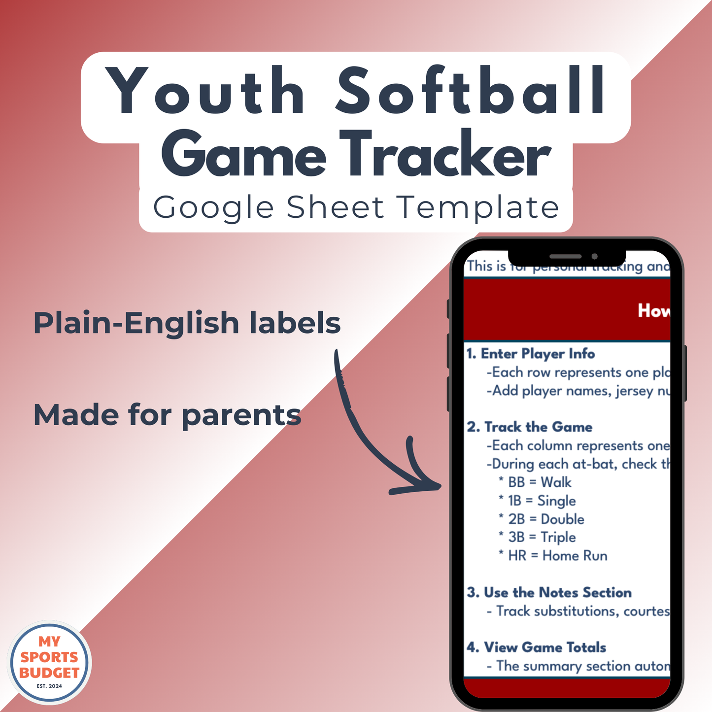 Youth Softball Scorekeeping | Google Sheets Template