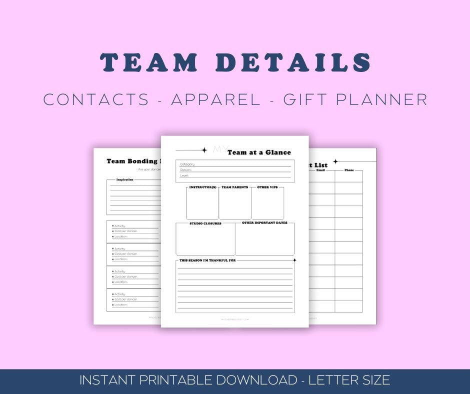 Competition Dance Parent Planner 2024-2025 | Digital Download