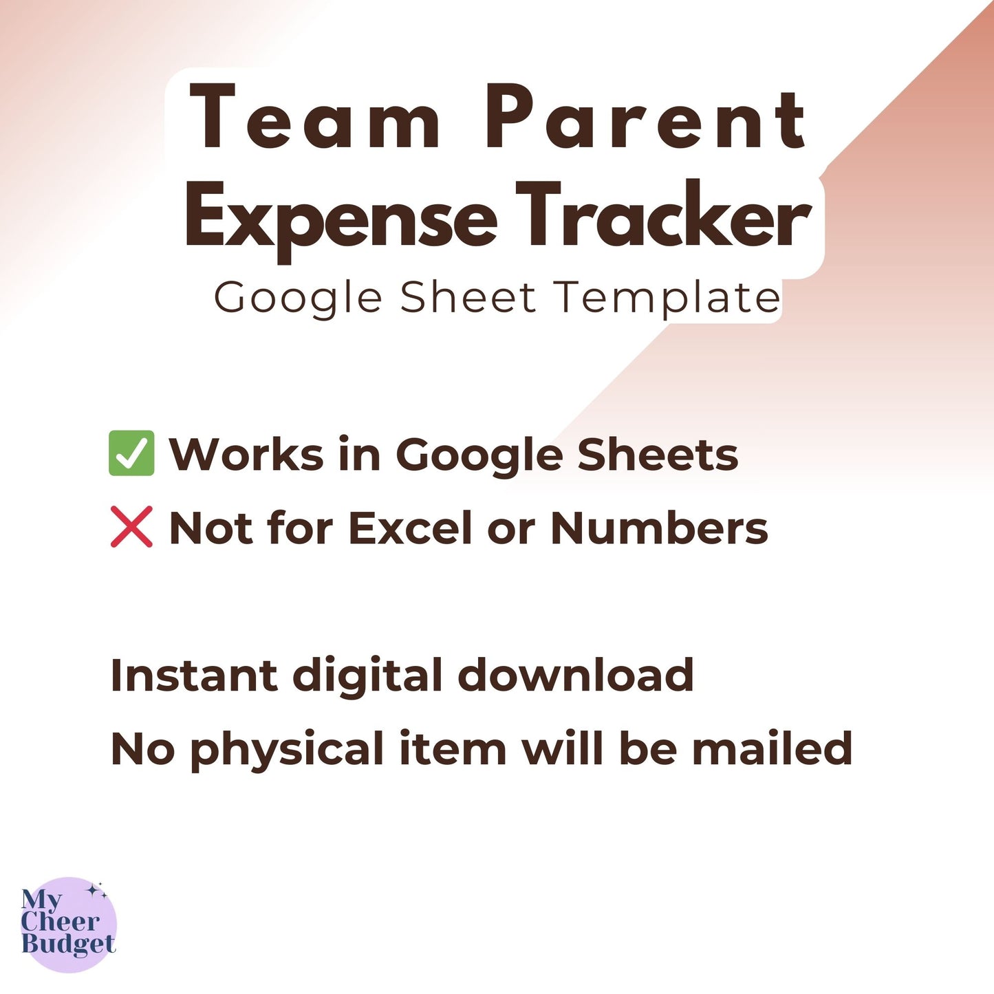 Team Parent Expense Tracker, Terra Cotta | Google Sheets Template