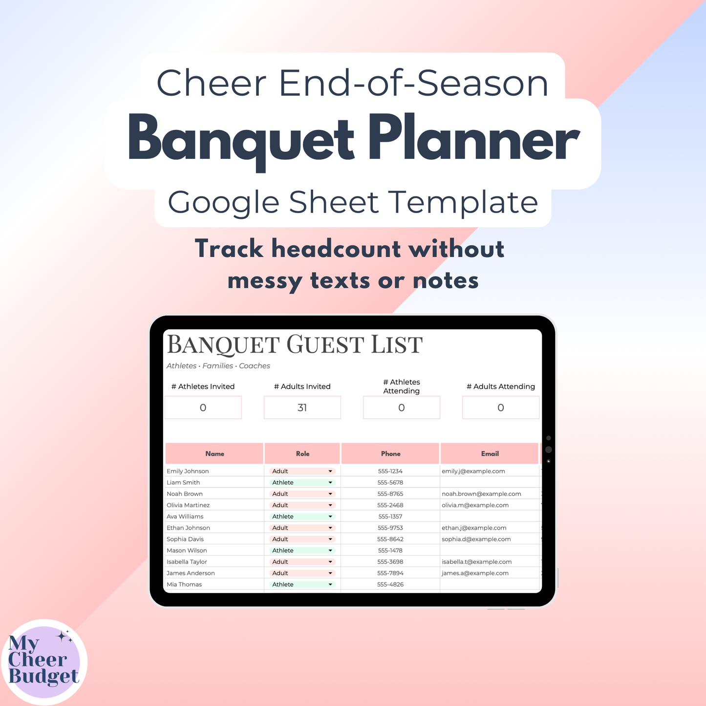 Banquet Planner | Google Sheets Template