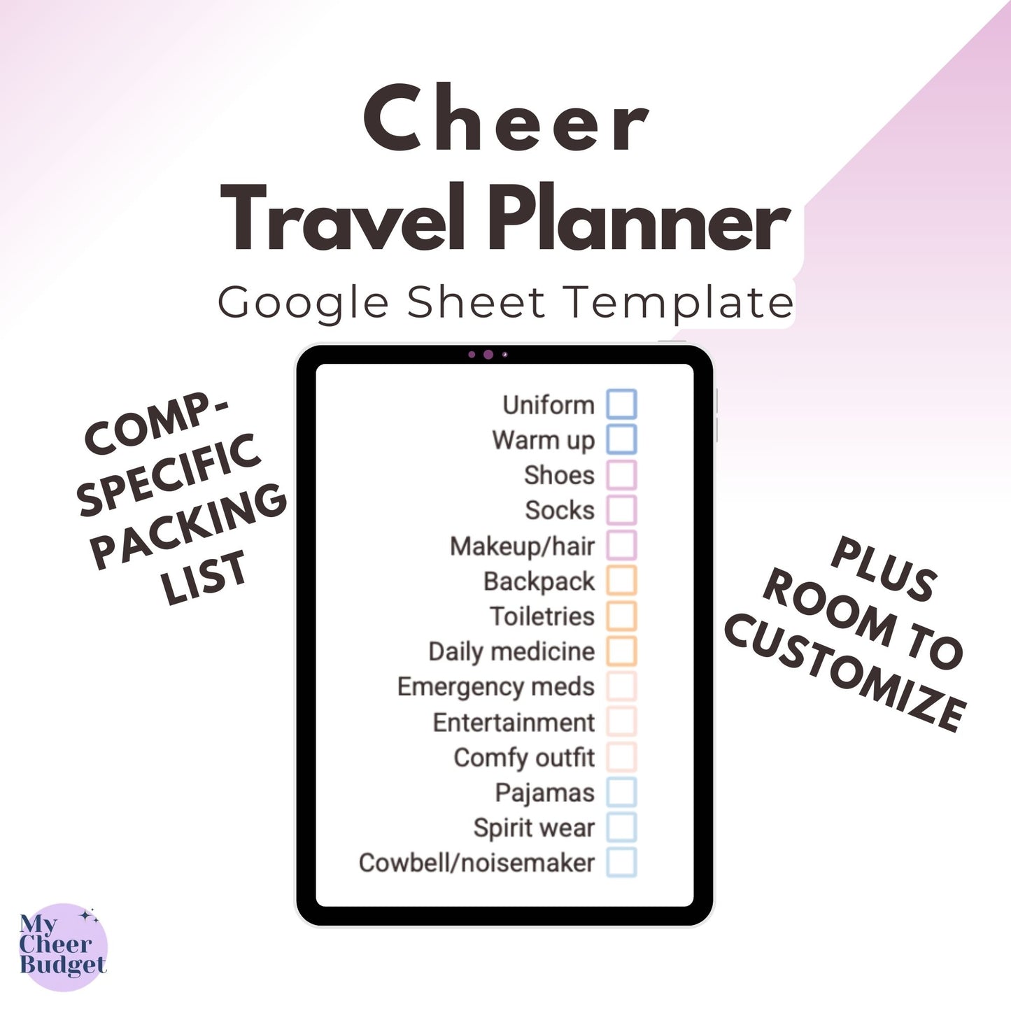 Cheer Travel Planner, Wildflower | Google Sheets Template