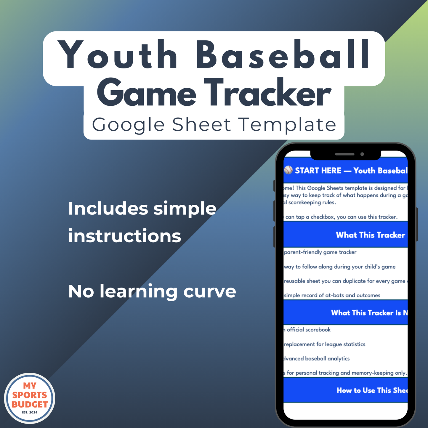 Youth Baseball Scorekeeping | Google Sheets Template