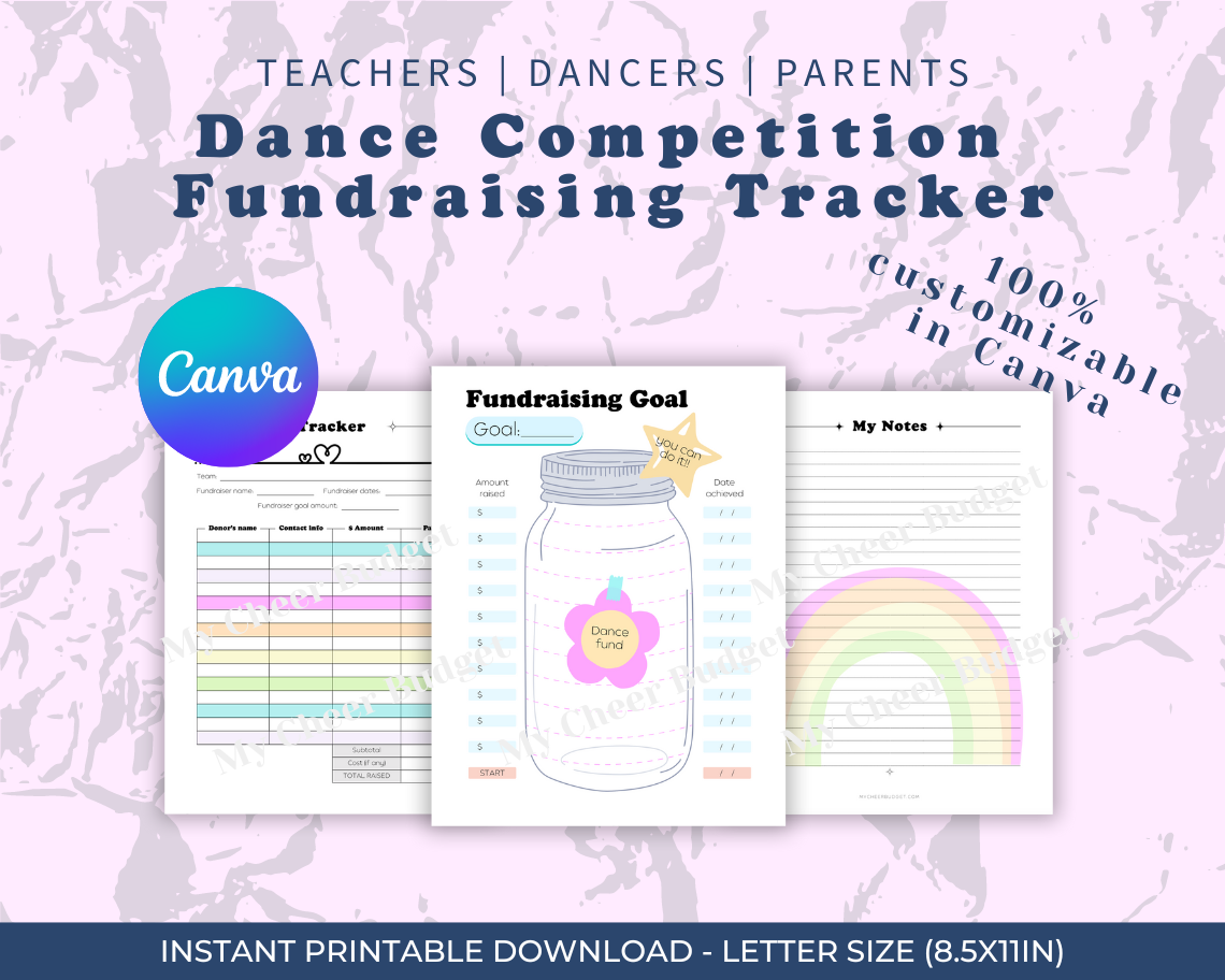 Customizable fundraising tracker Canva template