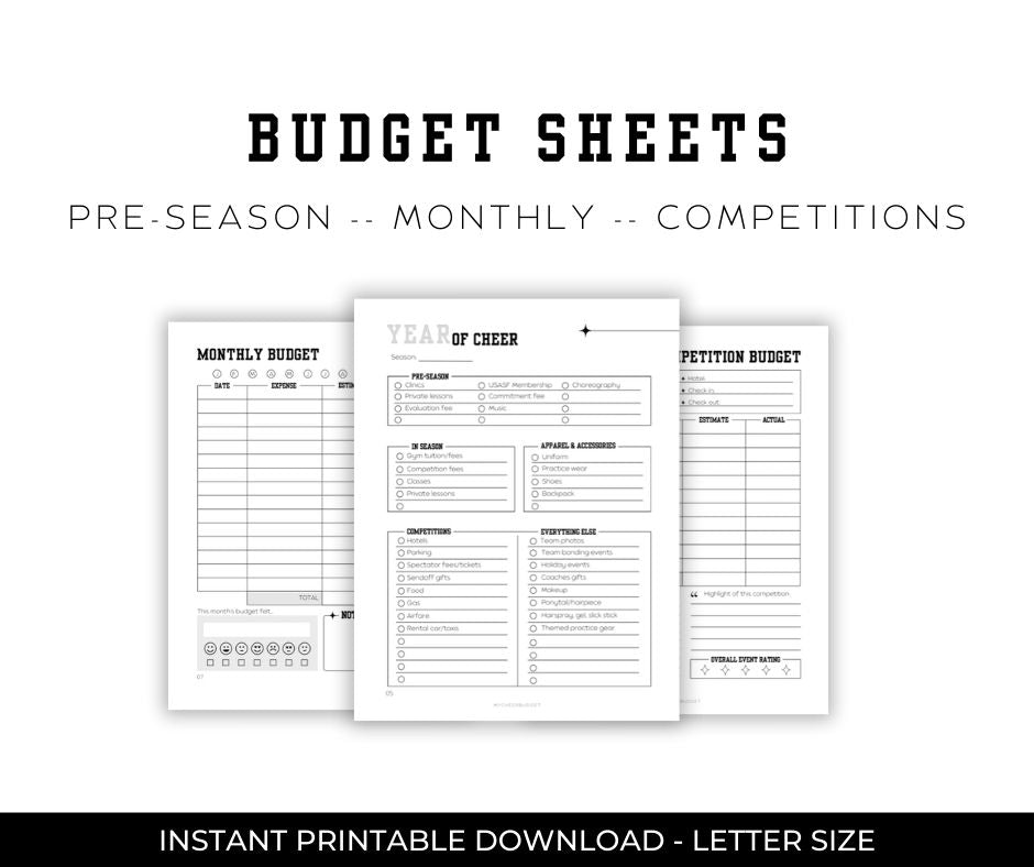 Collegiate Cheer Parent Budget Workbook | Digital Download