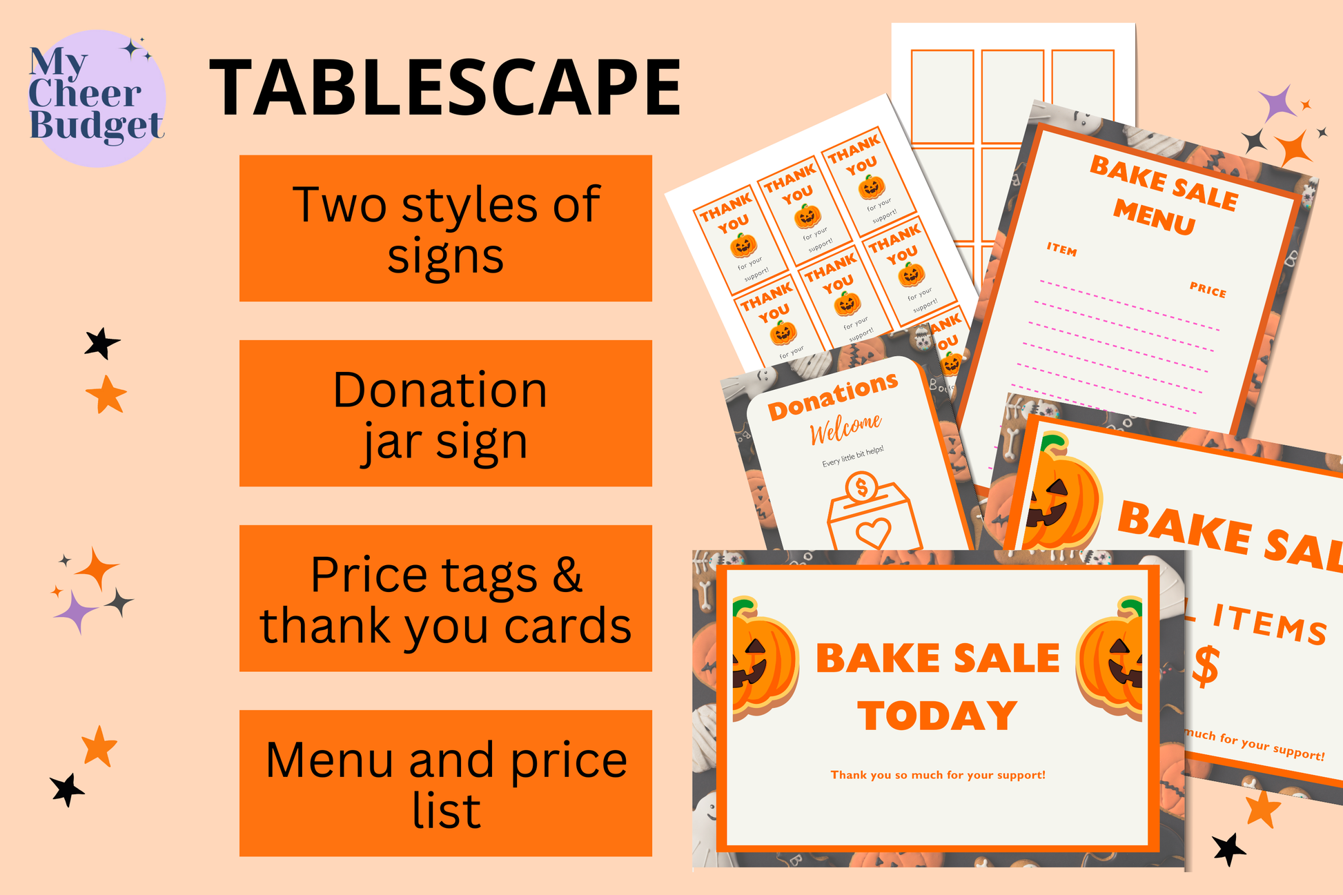bake-sale-fundraiser-halloween-bundle-digital-download-my-cheer-budget for Free Printable Bake Sale Signs Bake Sale Fundraiser Halloween Bundle | Digital Download – My Cheer Budget for Free Printable Bake Sale Signs