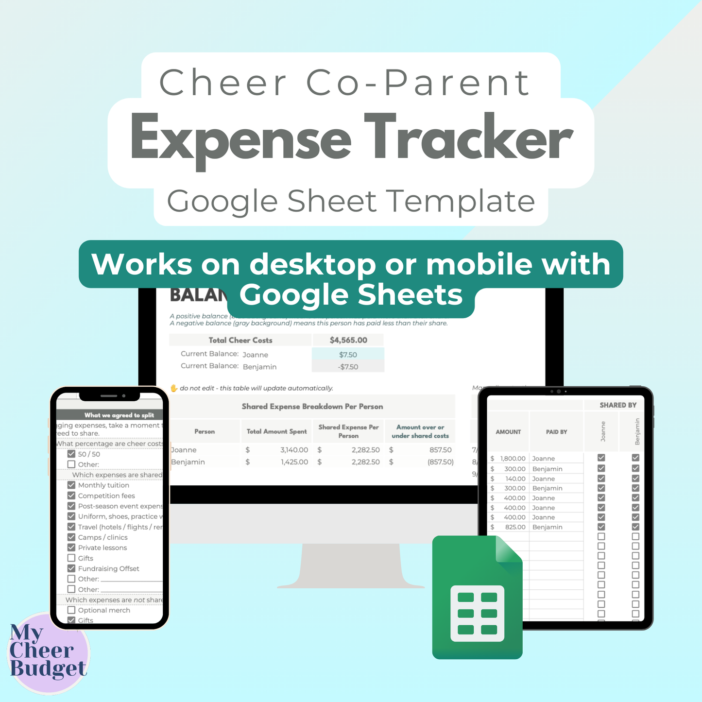 Co-Parent Expense Tracker | Google Sheets Template