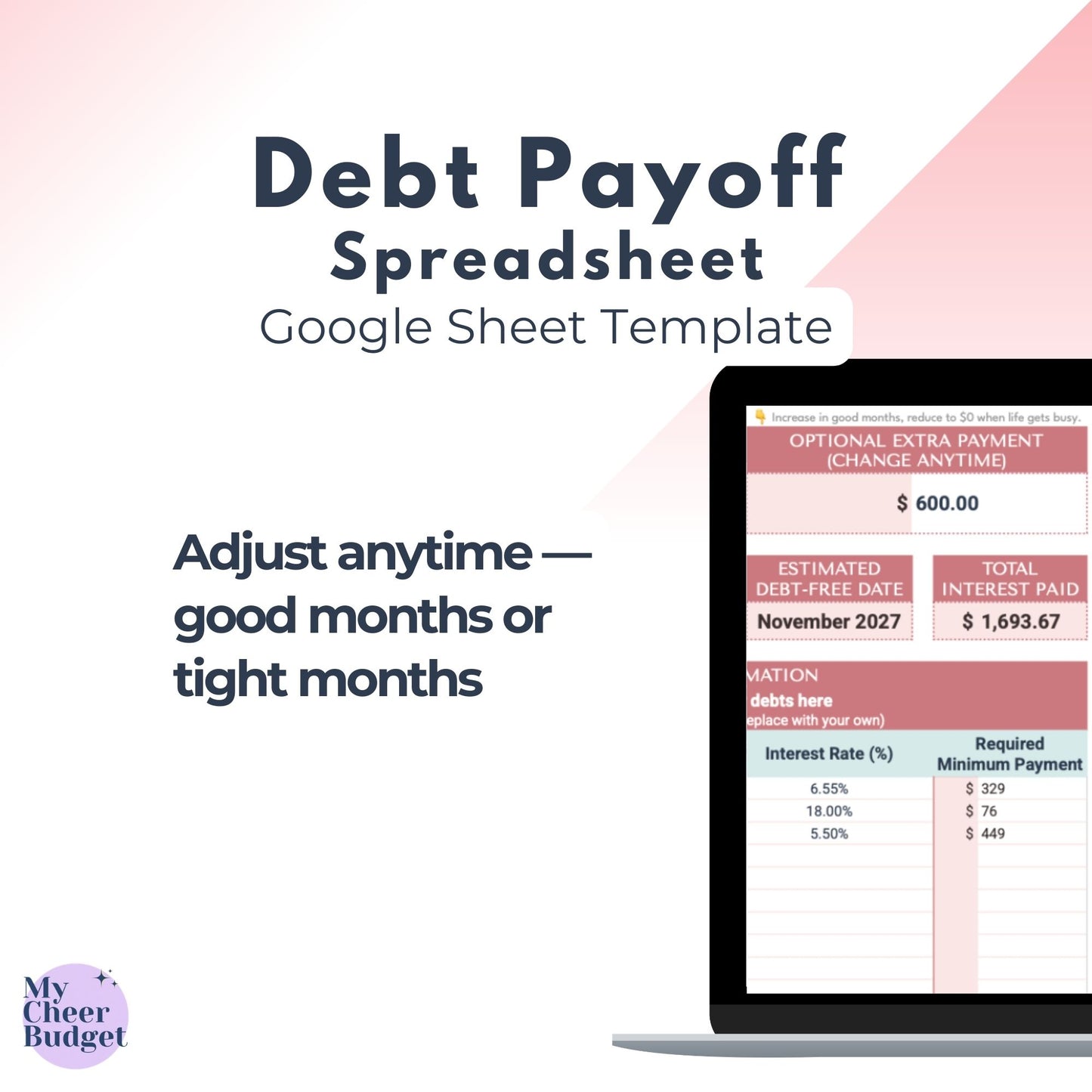 Debt Payoff Spreadsheet Tracker | Google Sheets Template